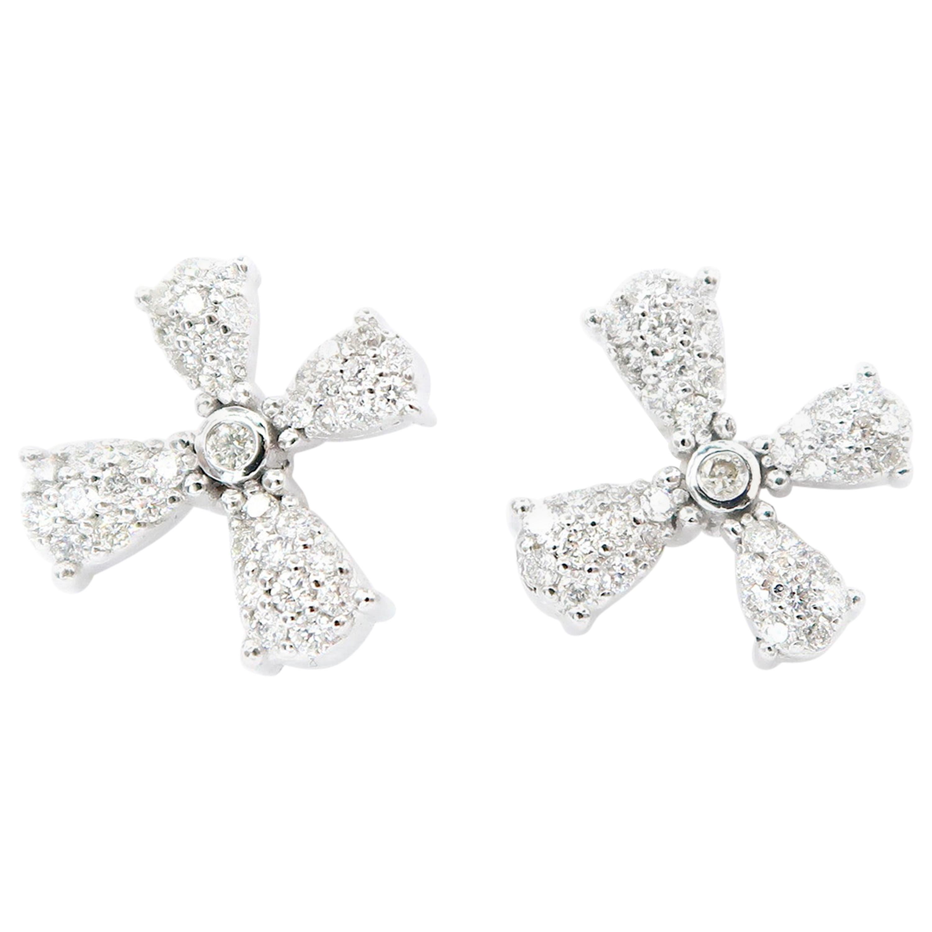 Flying Dandelion Seed Diamond 18 Karat White Gold Earrings For Sale