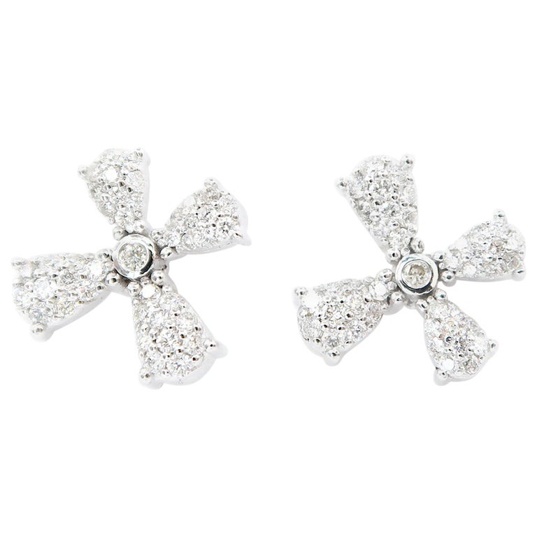 Flying Dandelion Seed Diamond 18 Karat White Gold Earrings For Sale at ...
