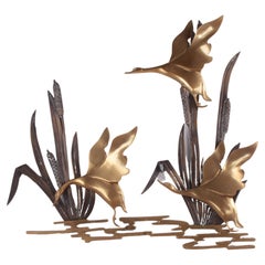 Retro Flying Ducks from the Reeds Made of Copper