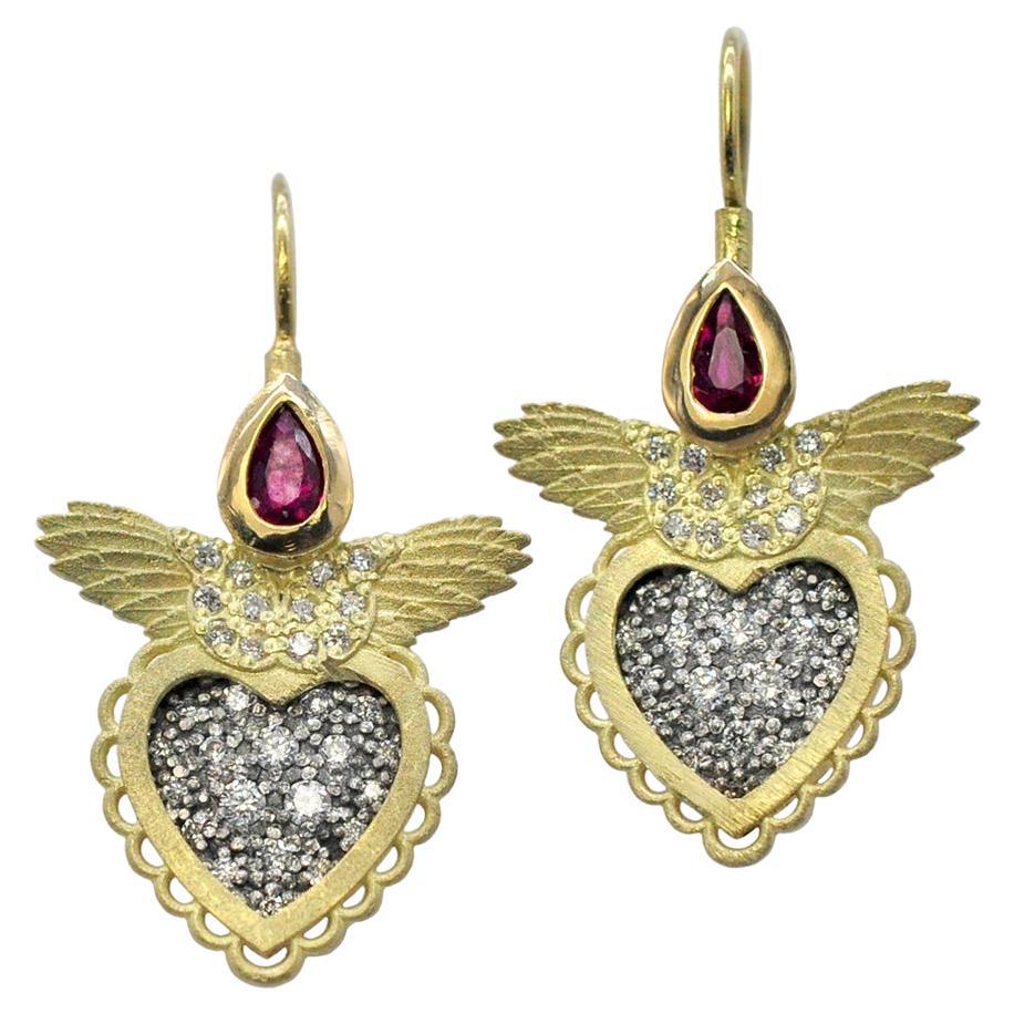 Flying Heart Earrings For Sale