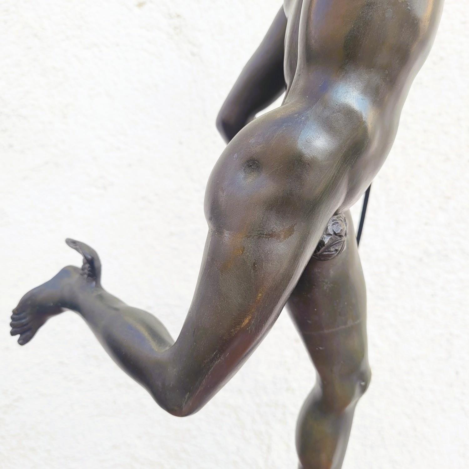 Flying Mercury, After Giambologna, Bronze Lamp, 19th Century For Sale 11