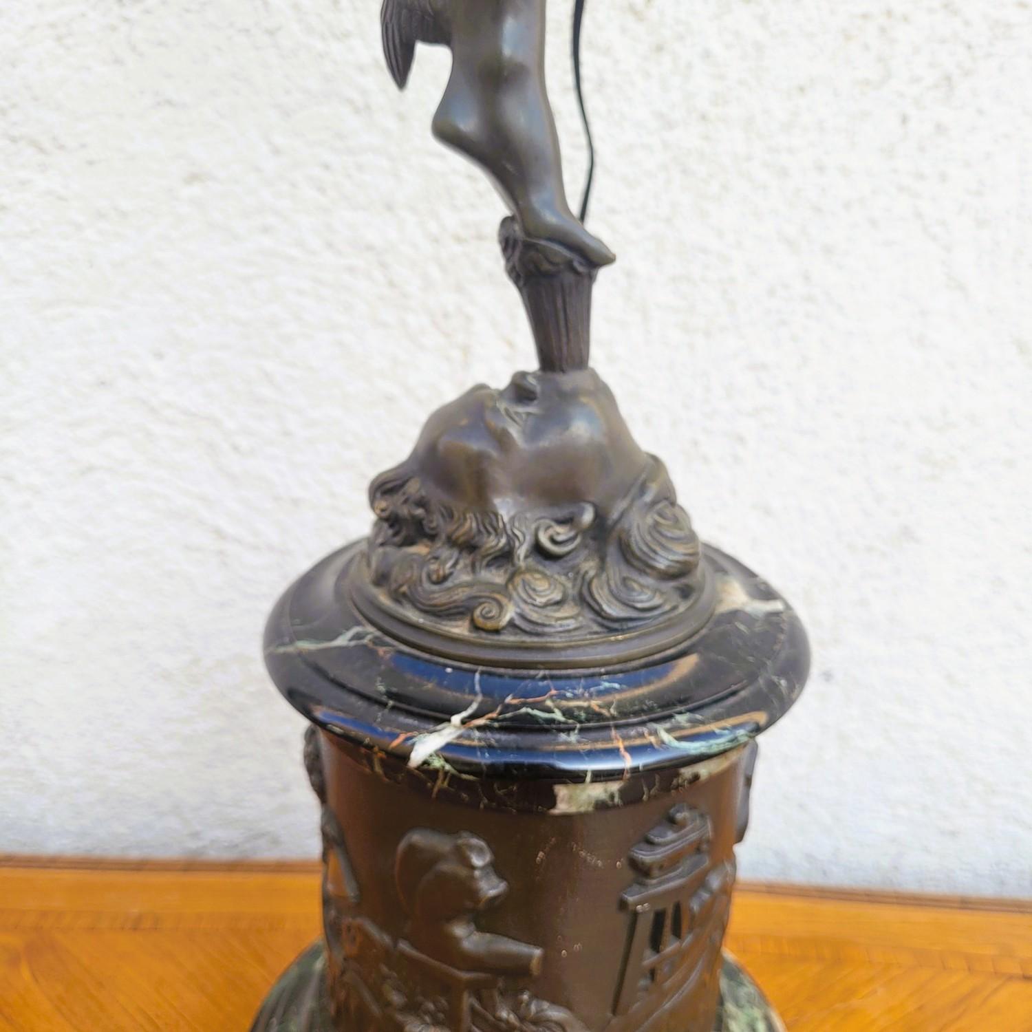 Flying Mercury, After Giambologna, Bronze Lamp, 19th Century For Sale 12