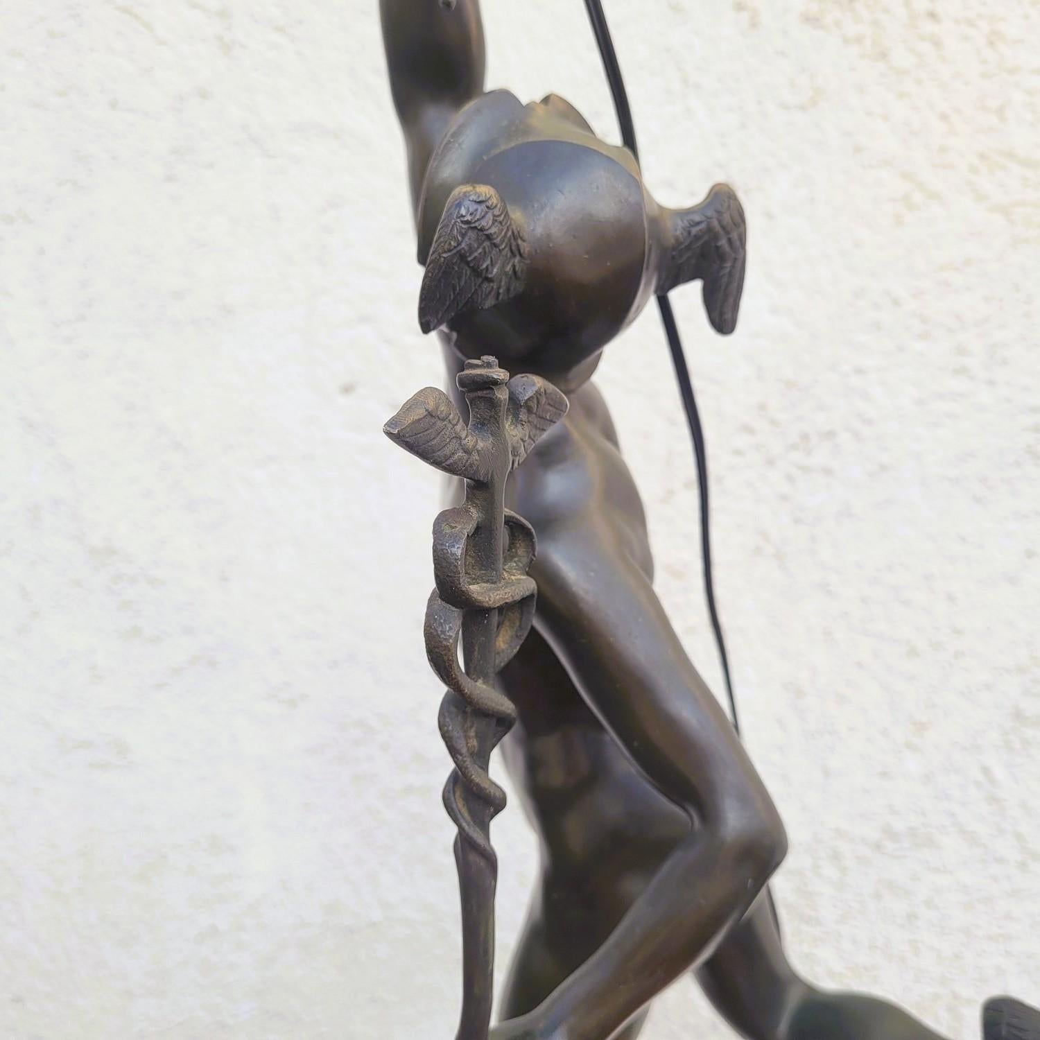 Flying Mercury, After Giambologna, Bronze Lamp, 19th Century For Sale 2