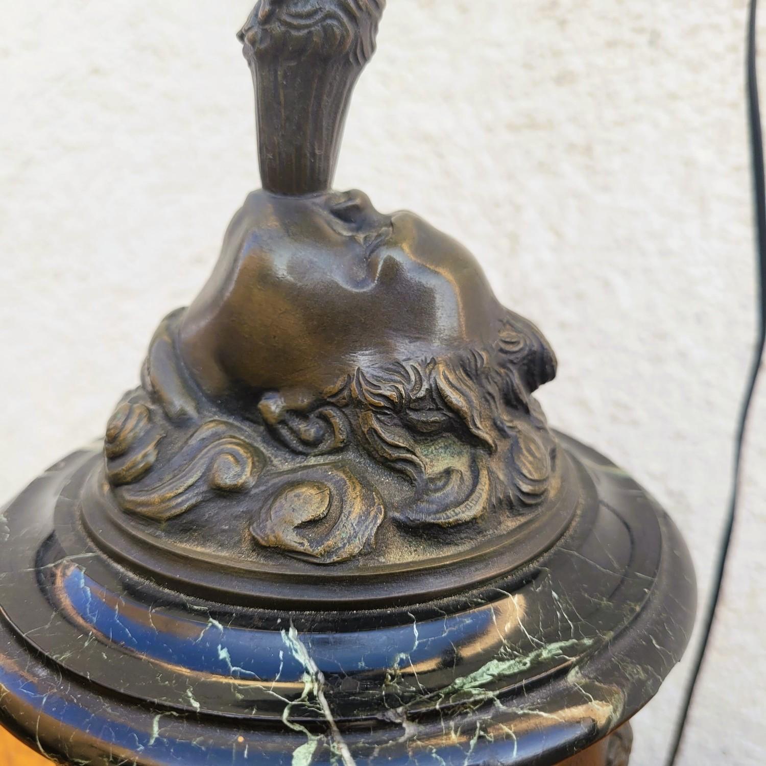 Flying Mercury, After Giambologna, Bronze Lamp, 19th Century For Sale 4