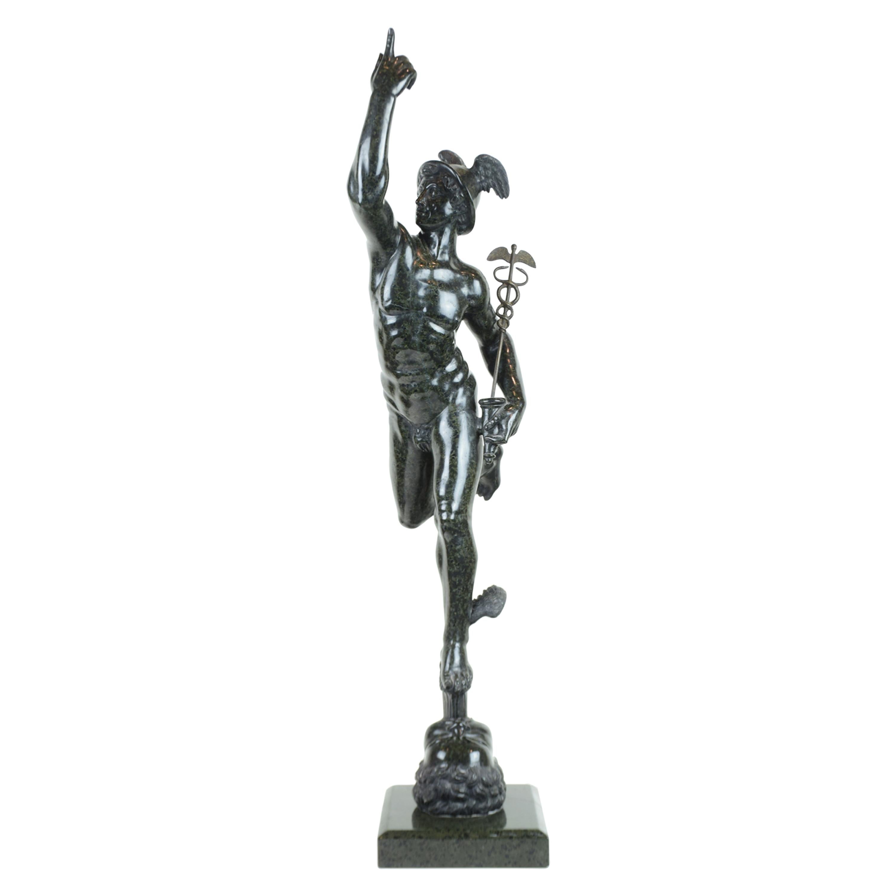 Flying Mercury in green marble copied from the famous work of Giambologna