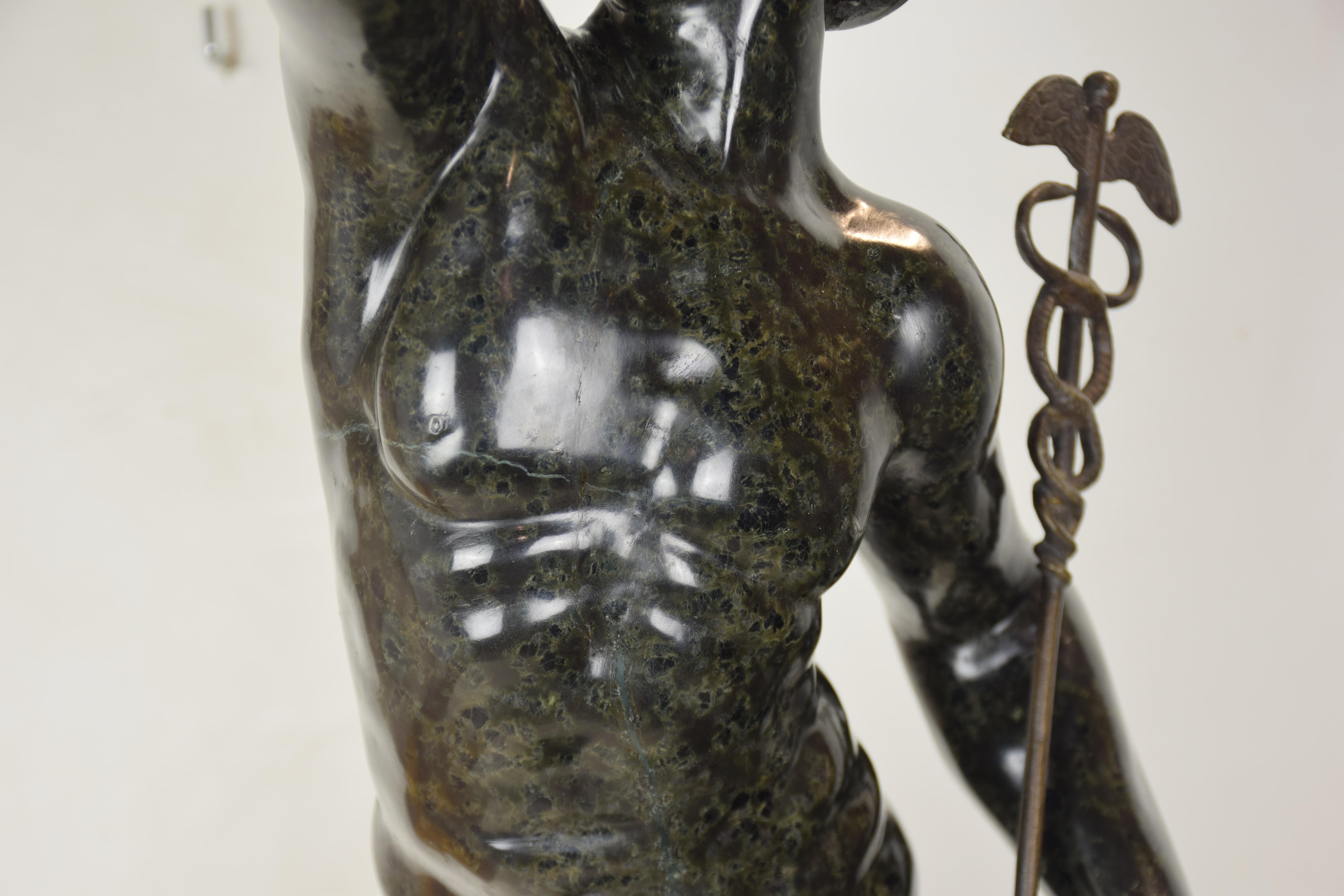 Flying Mercury in green marble copied from the famous work of Giambologna For Sale 7
