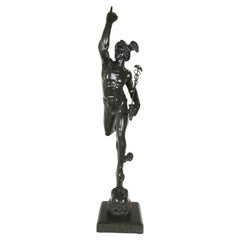 Antique Flying Mercury in green marble copied from the famous work of Giambologna