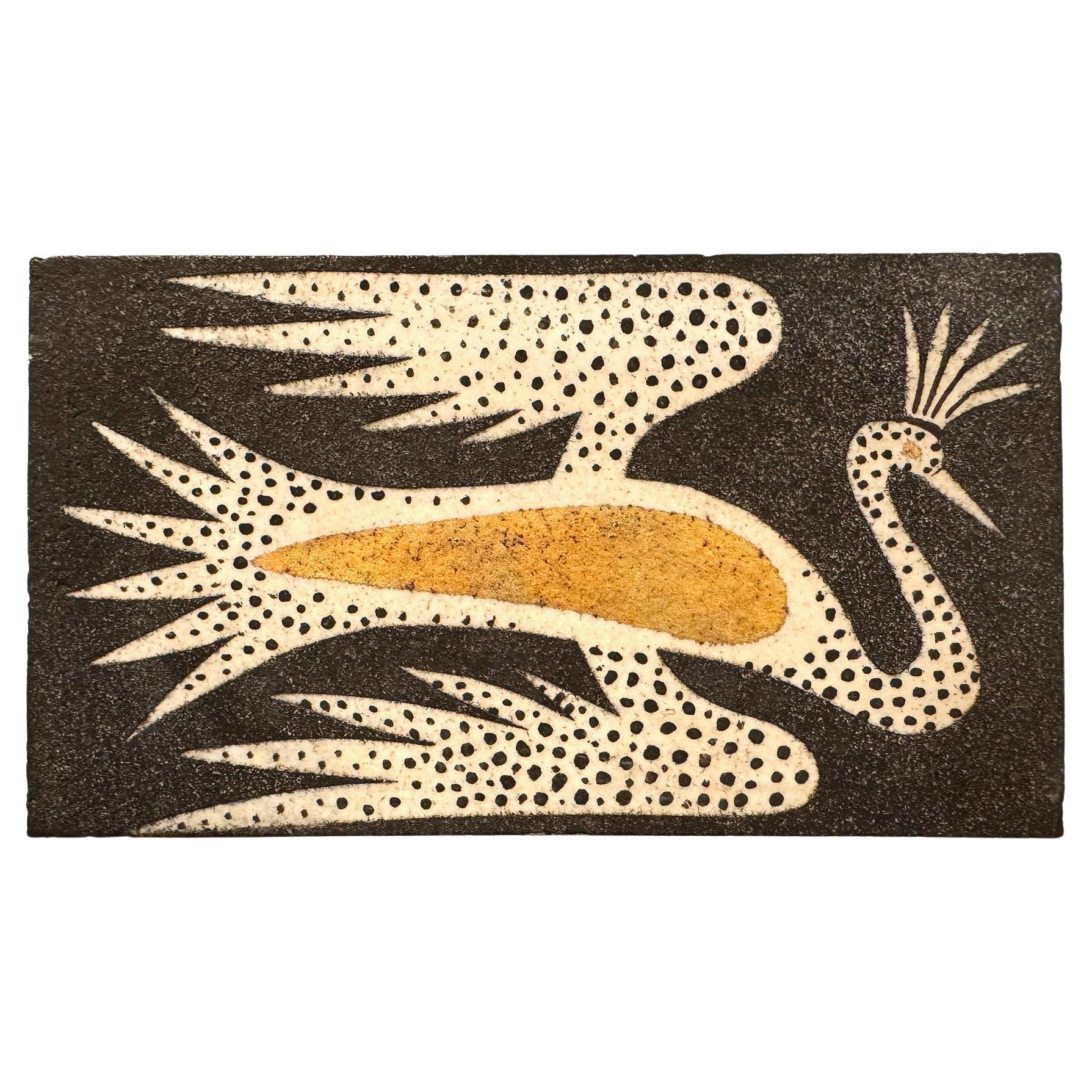 "Flying Phoenix", audace scatola di porcellana di metà secolo in oro, bianco e nero in vendita