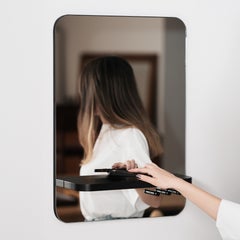Flying Rectangular Mirror with Shelf  Oak