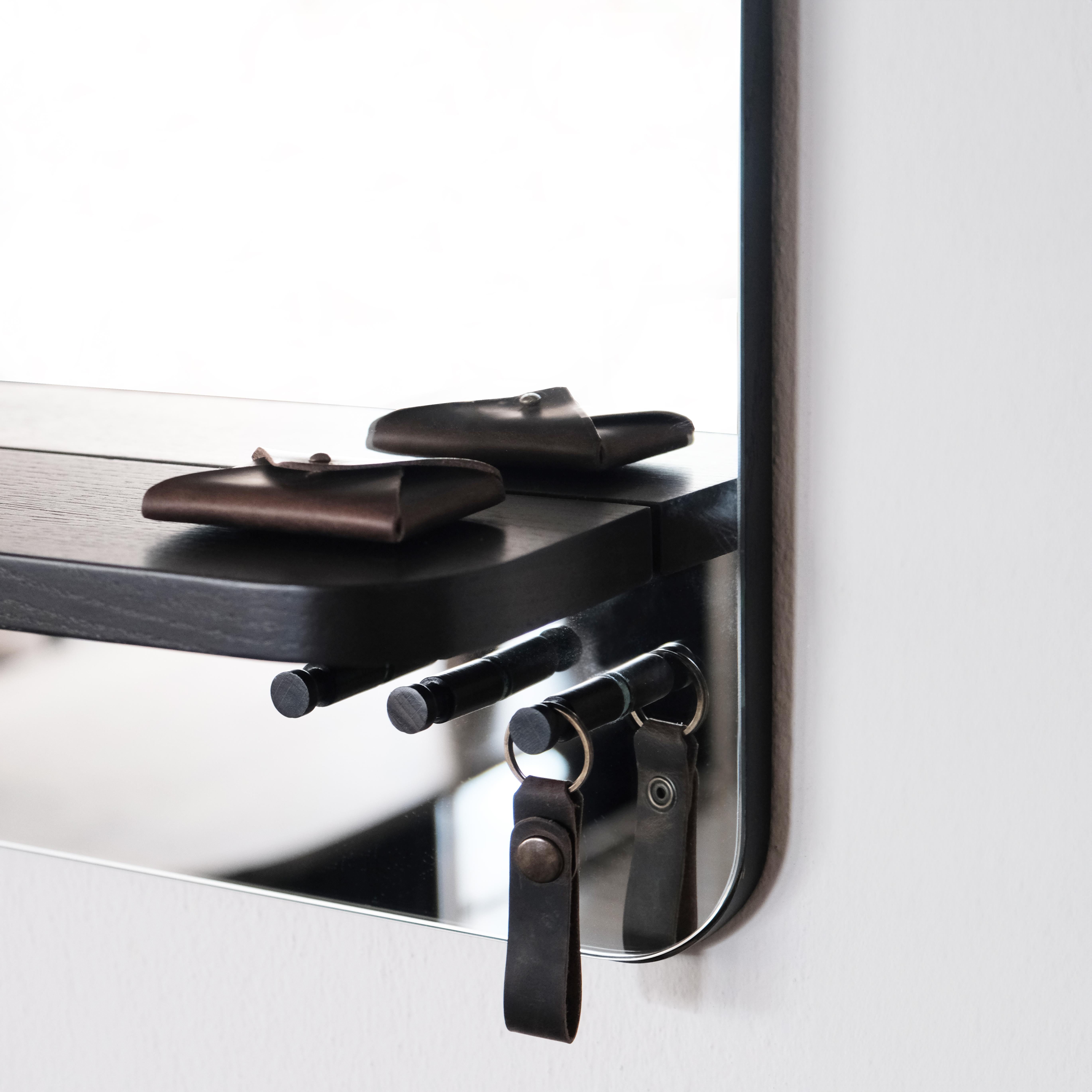 Turkish Flying Rectangular Mirror with Shelf  Oak For Sale