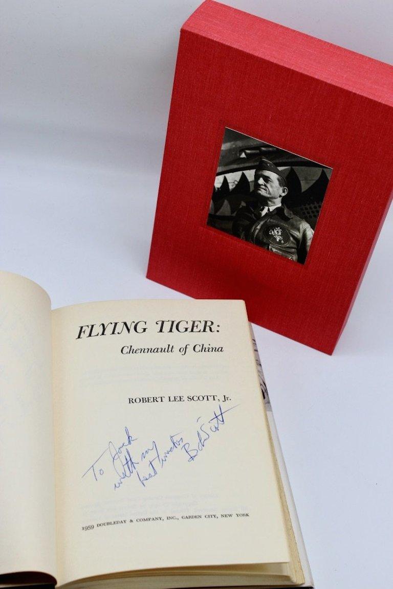 Scott, Robert Lee Jr. Flying Tiger: Chennault of China. New York: Doubleday & Co., 1959. Twice signed by Scott, First edition. Original dust jacket and presented in custom matching slipcase.

This is a first edition of Robert Lee Scott, Jr.’s Flying