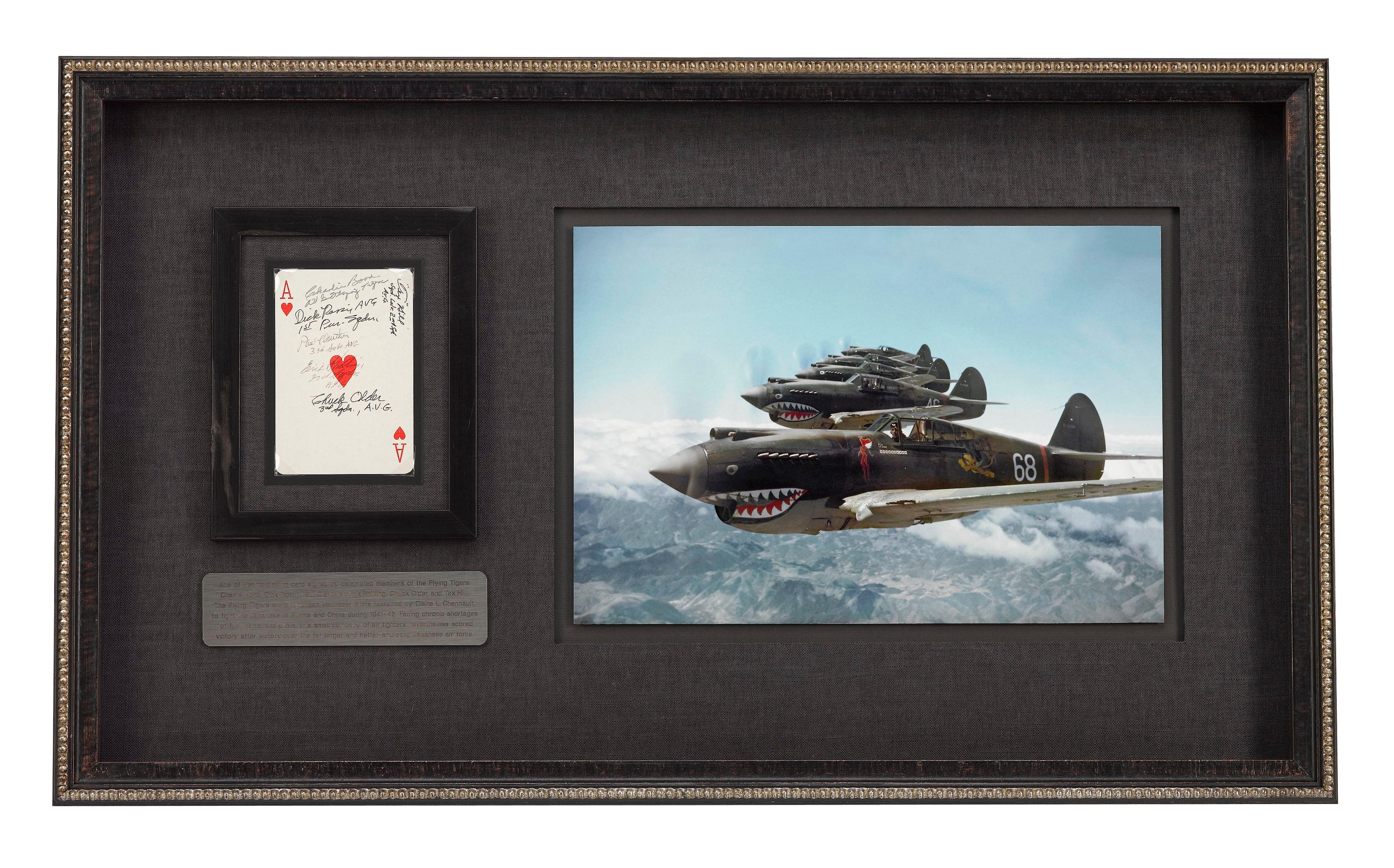 Paper Flying Tigers Signed Ace of Hearts Playing Card Collage