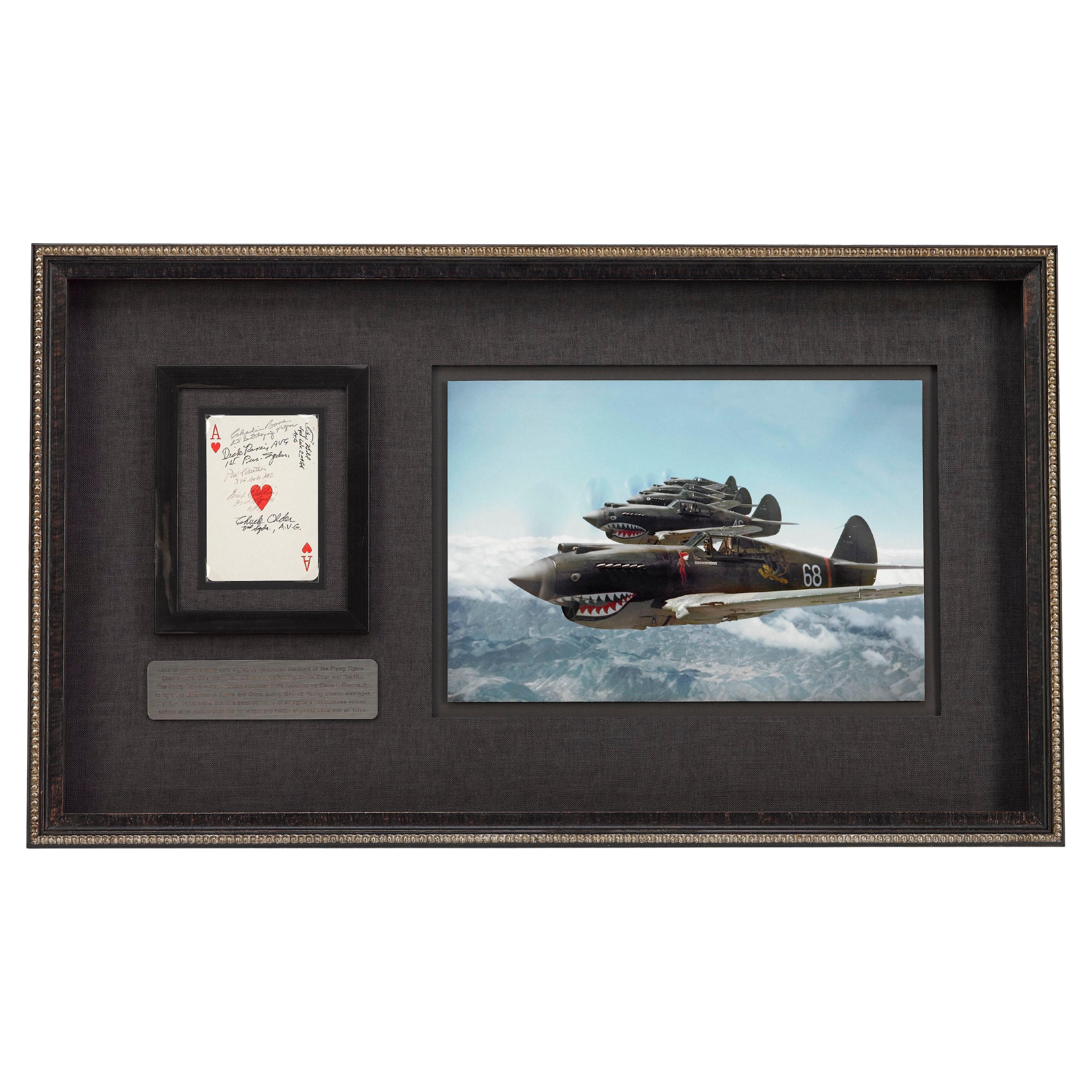 Flying Tigers Signed Ace of Hearts Playing Card Collage