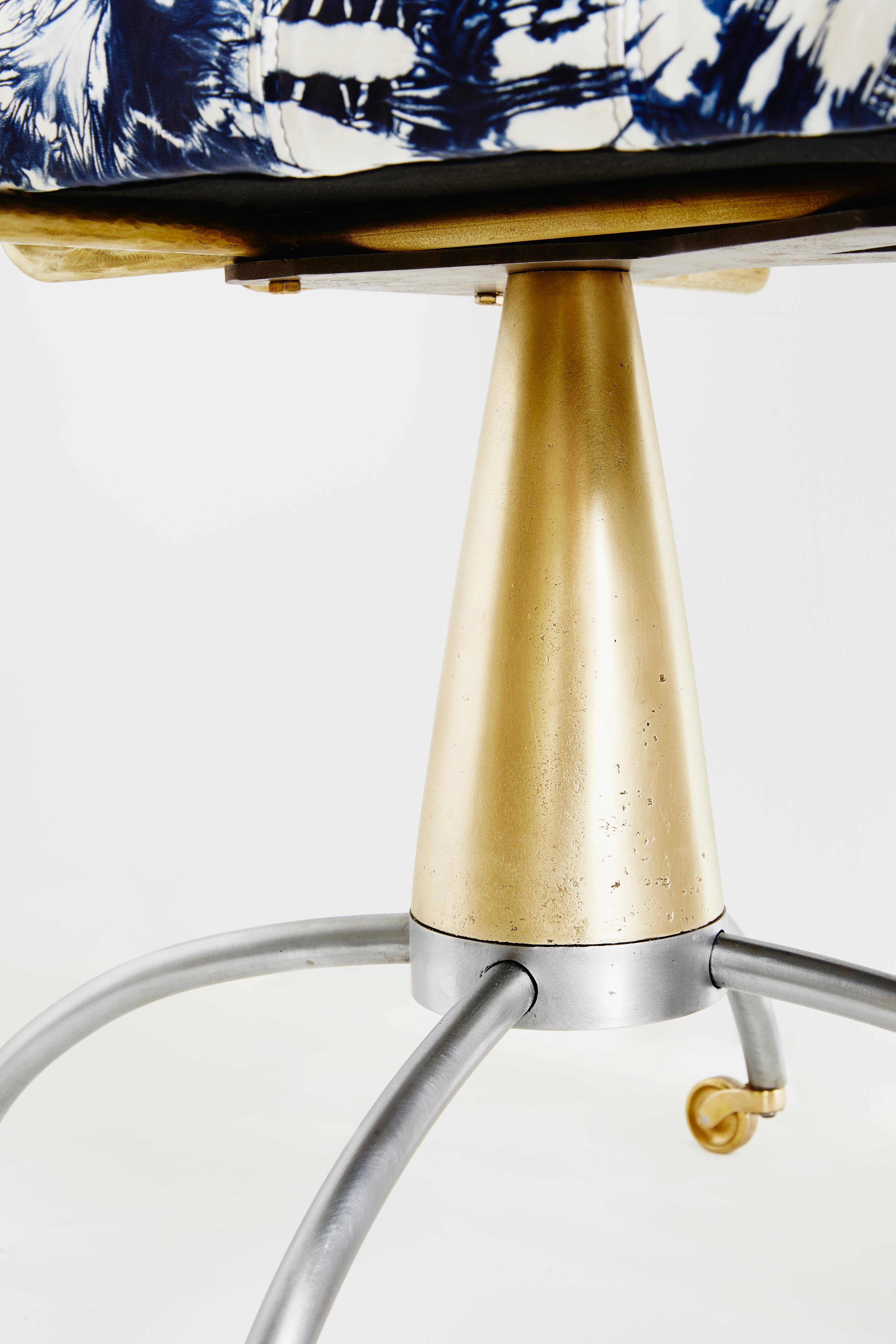 American Flynt Chair in Brass and Steel by Cam Crockford For Sale