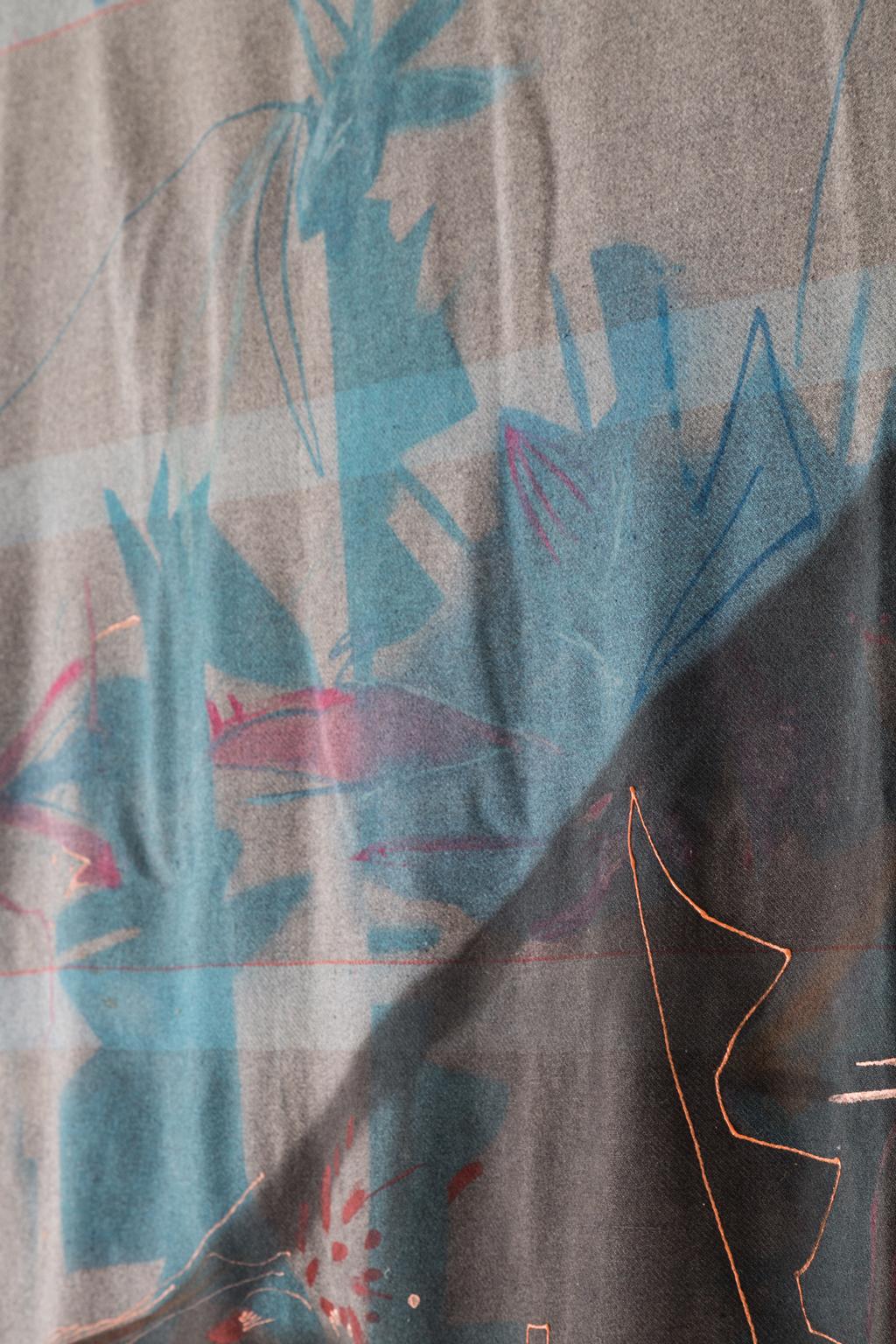 Fait main Peinture courtepointe « Flytape » - Art textile de tapisserie en laine, en stock en vente