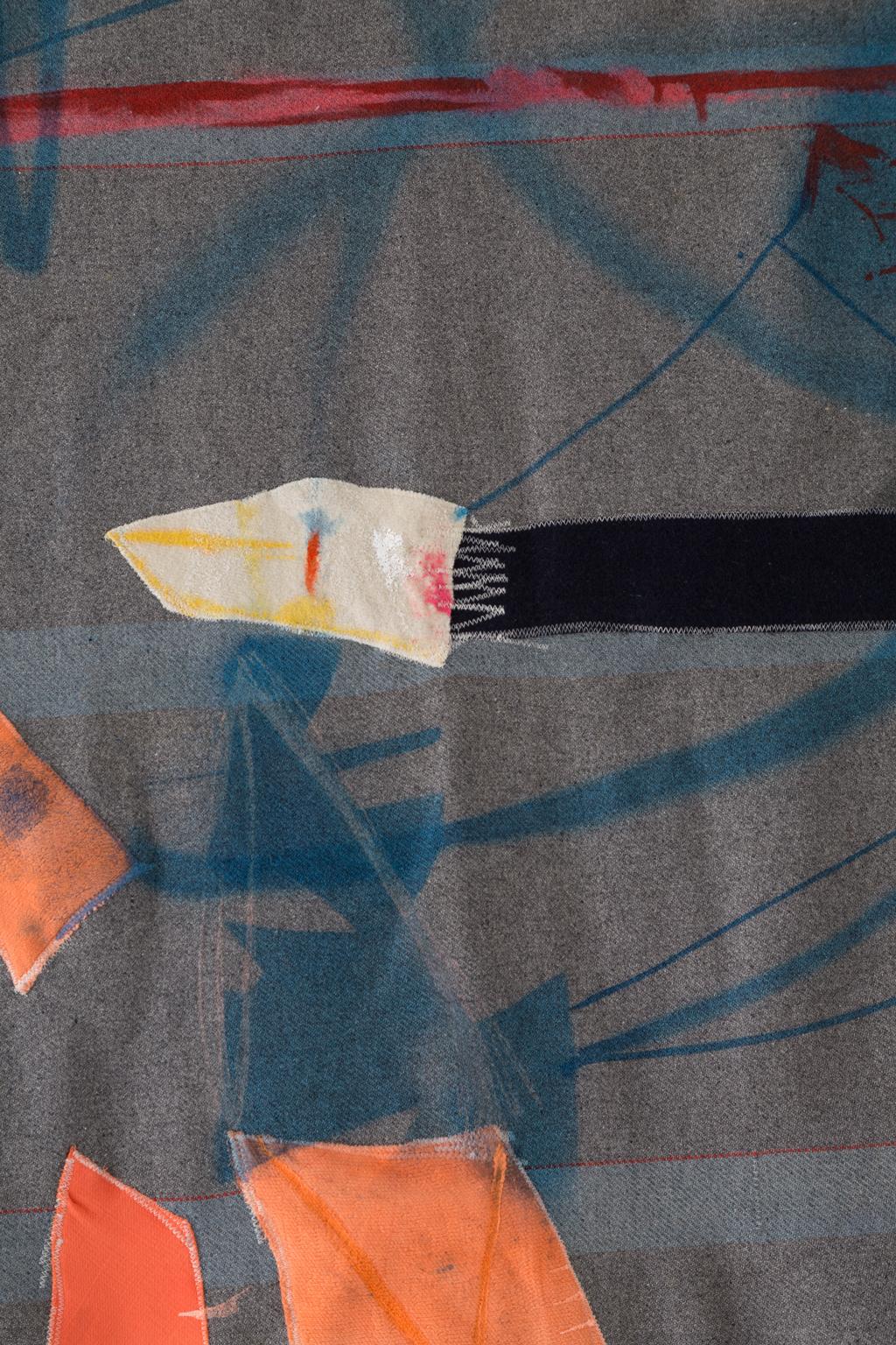 Peinture courtepointe « Flytape » - Art textile de tapisserie en laine, en stock Neuf - En vente à Brooklyn, NY