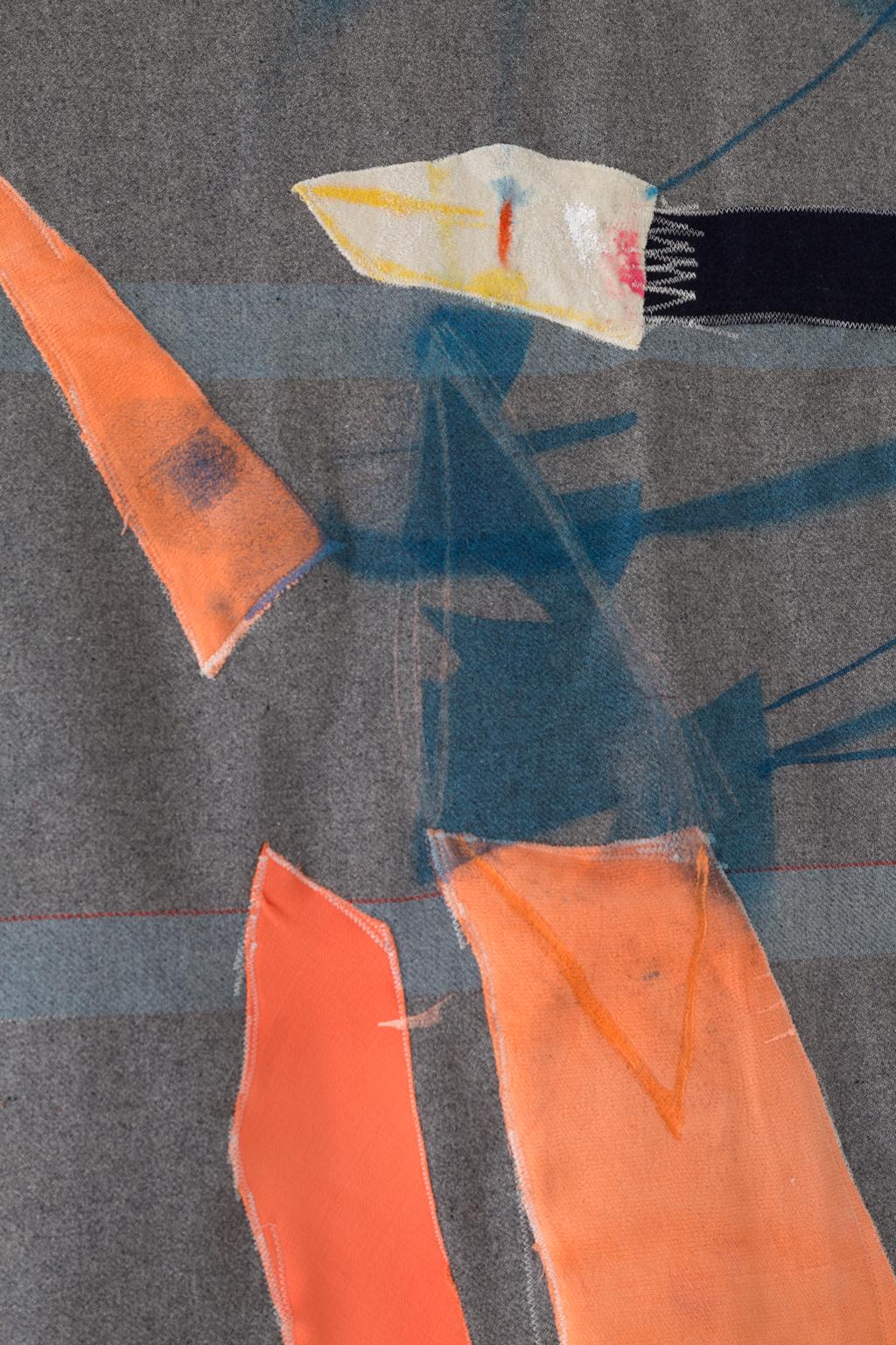 Laine Peinture courtepointe « Flytape » - Art textile de tapisserie en laine, en stock en vente