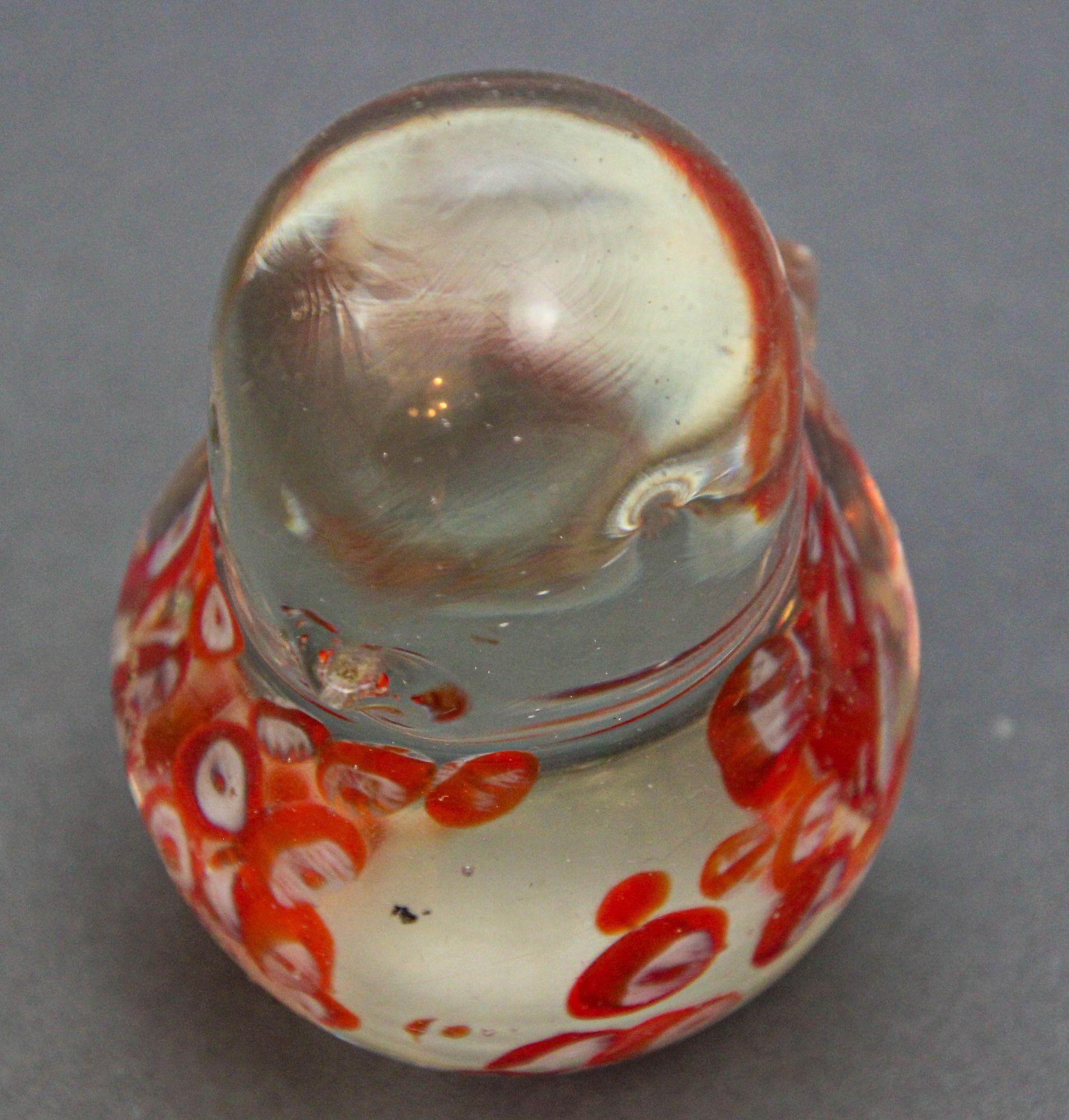 Hand-Crafted FM Konstglas Swedish Art Glass Crystal Bird Millefiori Paperweight 1970s For Sale