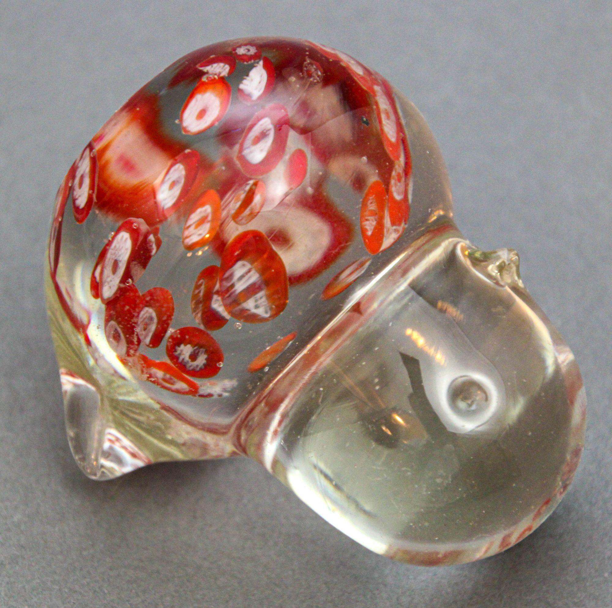 FM Konstglas Swedish Art Glass Crystal Bird Millefiori Paperweight 1970s In Good Condition For Sale In North Hollywood, CA