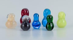 Fm Ronneby, Sweden, Seven Ducklings in Mouth-Blown Art Glass