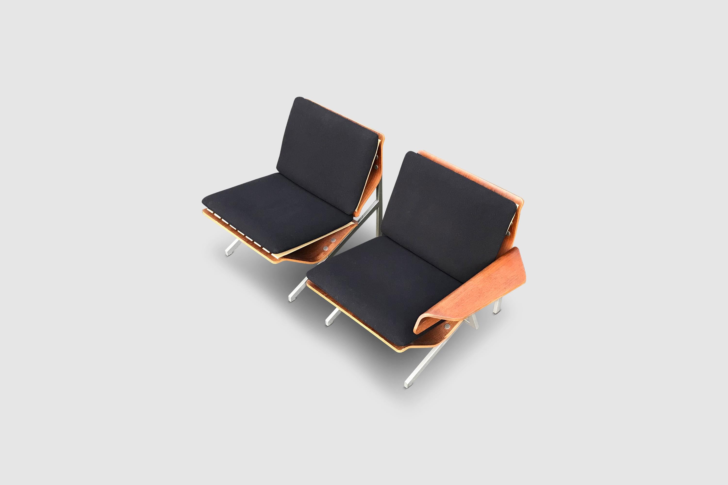 Mid-Century Modern FM50 Lounge Chair by Cornelis Zitman for UMS Pastoe 1964, Set of 2 For Sale