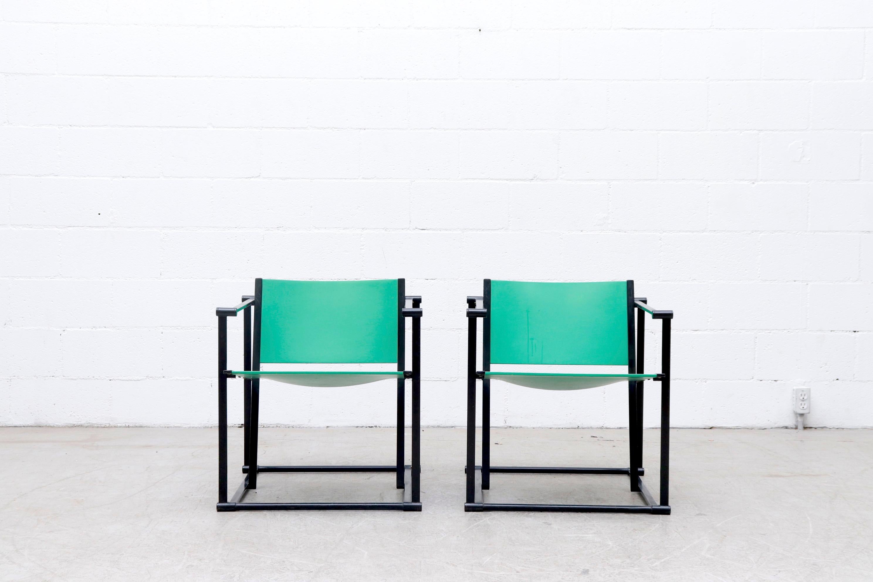 Mid-Century Modern FM60 Cube Chairs by Radboud Van Beekum for Pastoe in Bright Green