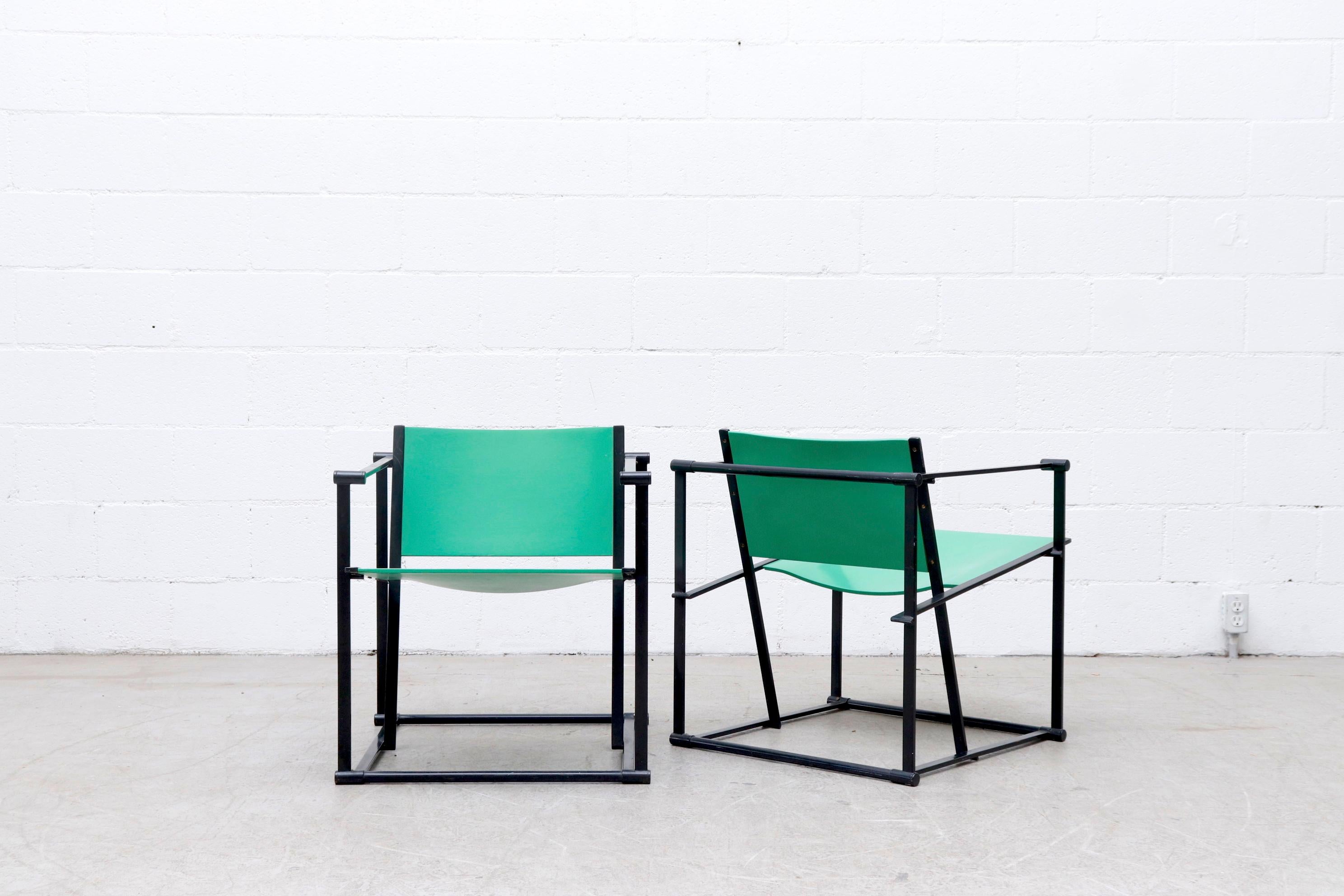 Dutch FM60 Cube Chairs by Radboud Van Beekum for Pastoe in Bright Green