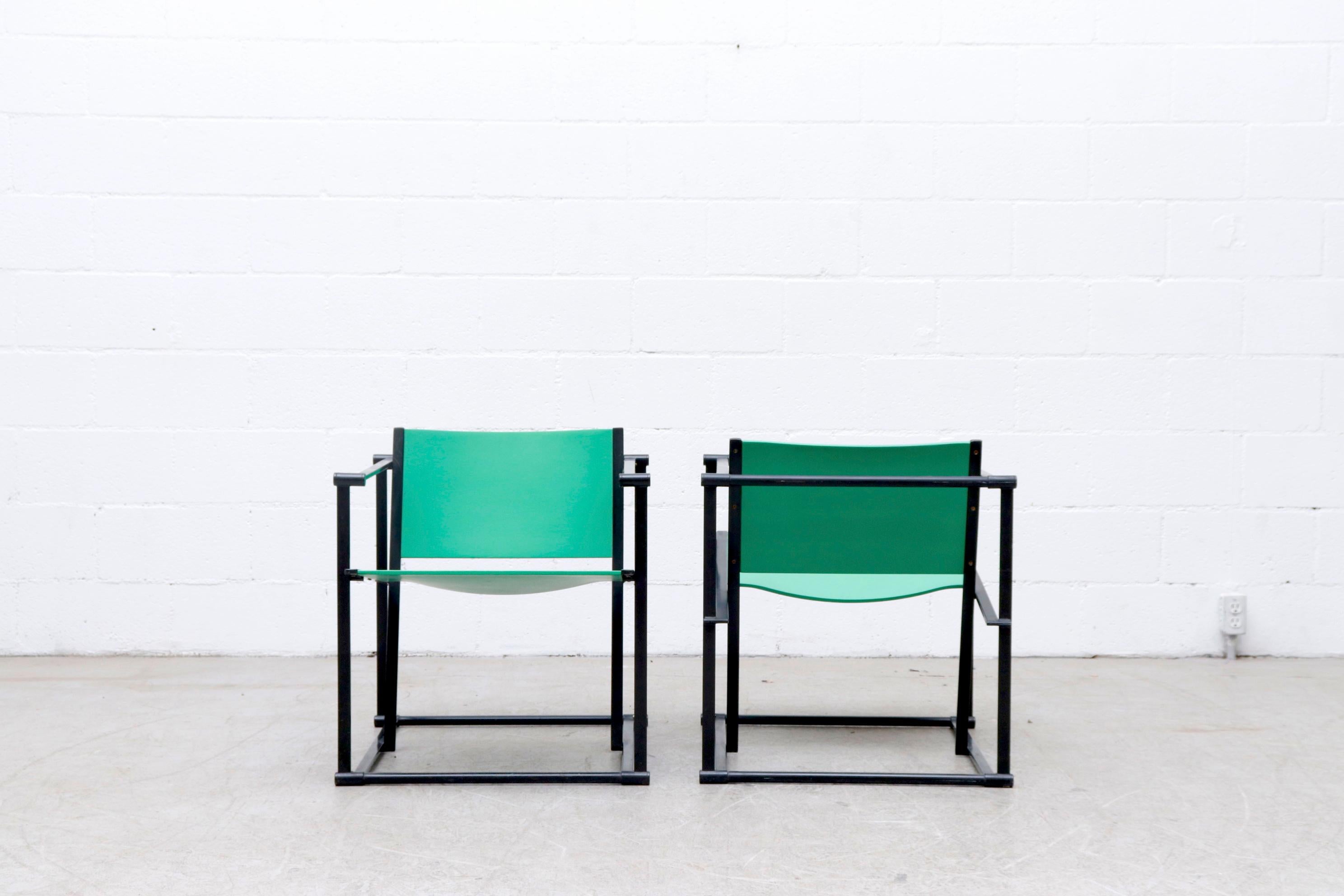 Enameled FM60 Cube Chairs by Radboud Van Beekum for Pastoe in Bright Green