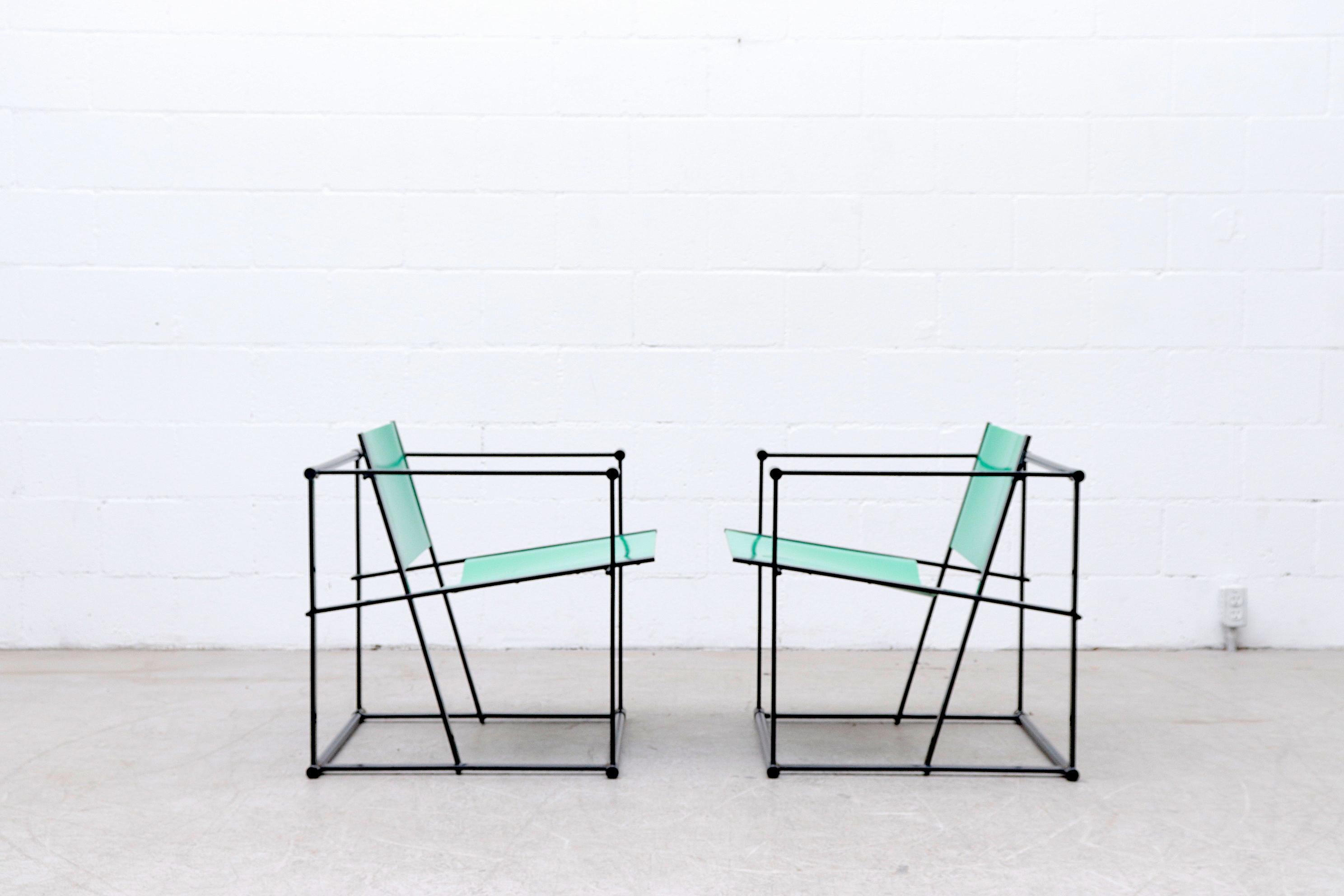 FM60 Cube Chairs by Radboud Van Beekum for Pastoe in Bright Green In Good Condition In Los Angeles, CA