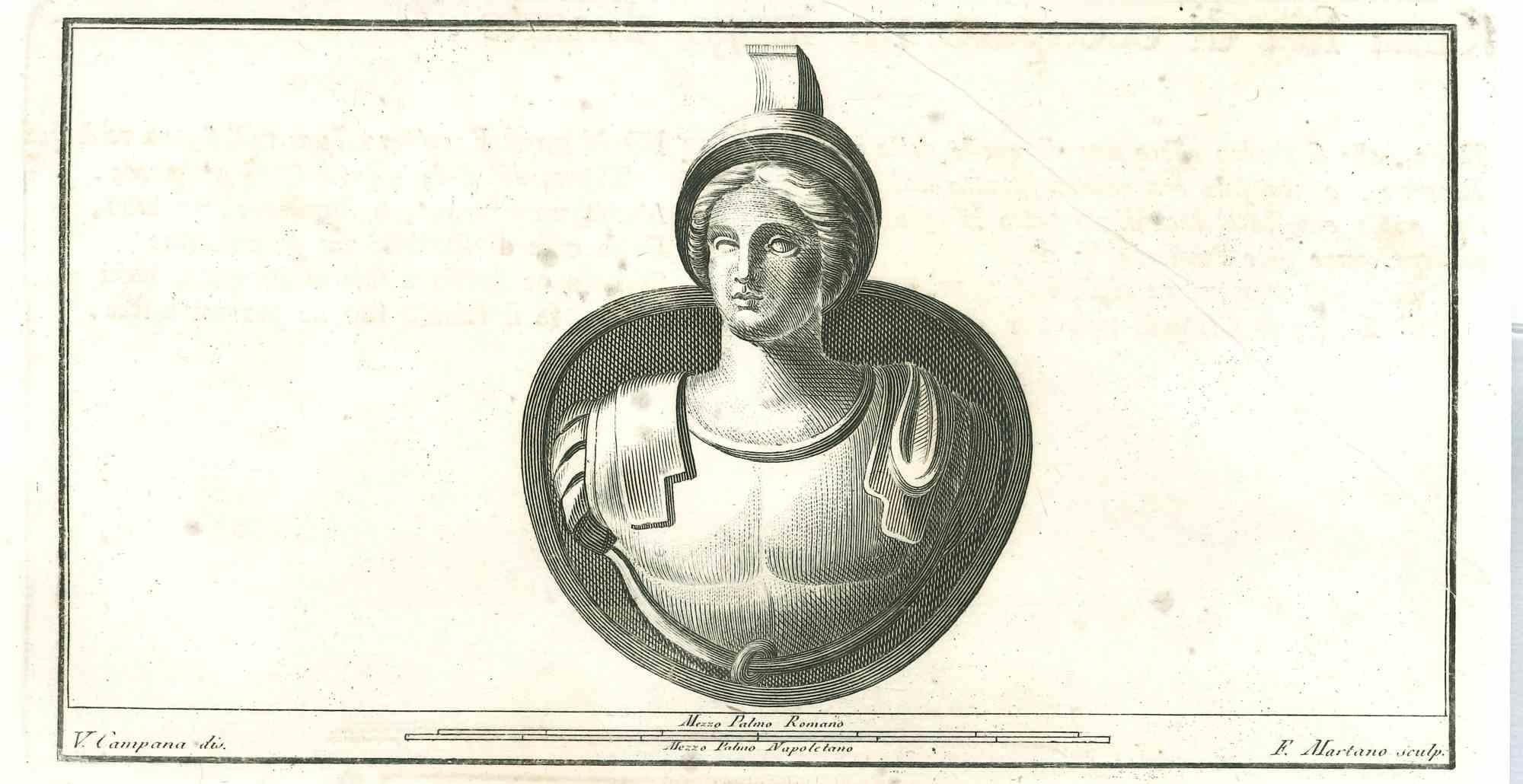 Antikes römisches Fresko, aus der Serie "Antiquitäten von Herculaneum", ist eine Originalradierung auf Papier von F. Martano aus dem 18.

Signiert auf der Platte unten rechts

Gute Bedingungen.

Die Radierung gehört zu der Druckserie "Antiquities of