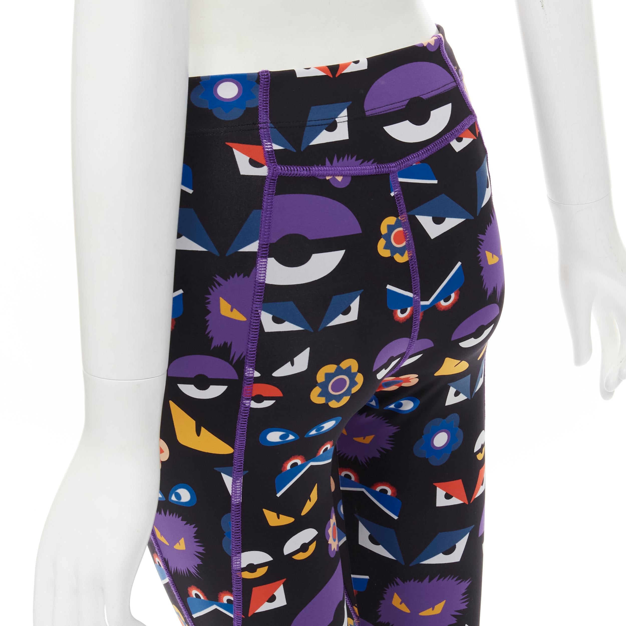 FNEDI Monster Bug Eye black graphic print Activewear leggings
Brand: Fendi
Collection: Monster Bug 
Material: Feels like cotton
Color: Black
Pattern: Graphic
Extra Detail: Single front pocket with Fendi logo elastic trim

CONDITION:
Condition: