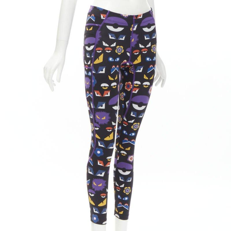 Noir FNEDI Legging de sport noir à imprimé graphique Monster Bug Eye en vente
