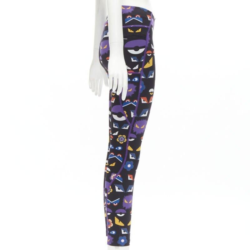 FNEDI Legging de sport noir à imprimé graphique Monster Bug Eye Excellent état - En vente à Hong Kong, NT