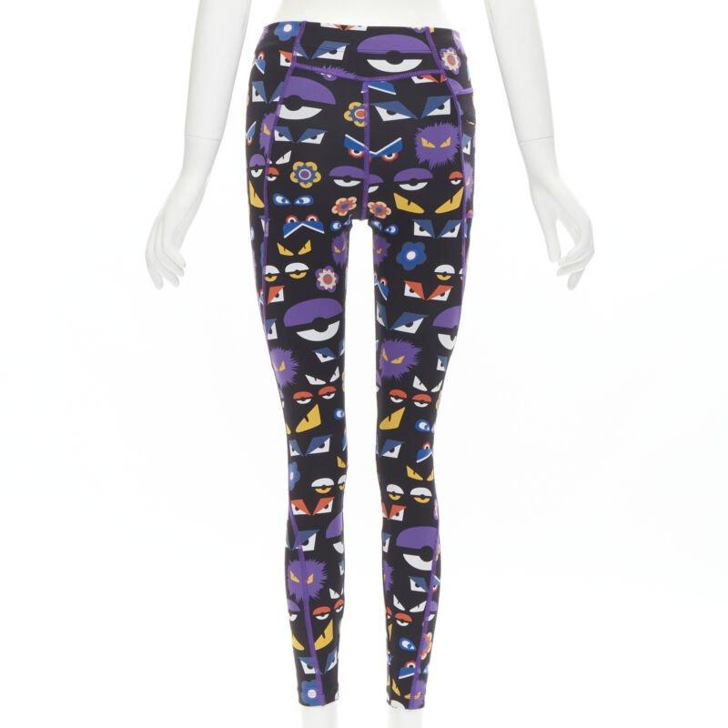 FNEDI Legging de sport noir à imprimé graphique Monster Bug Eye Pour femmes en vente