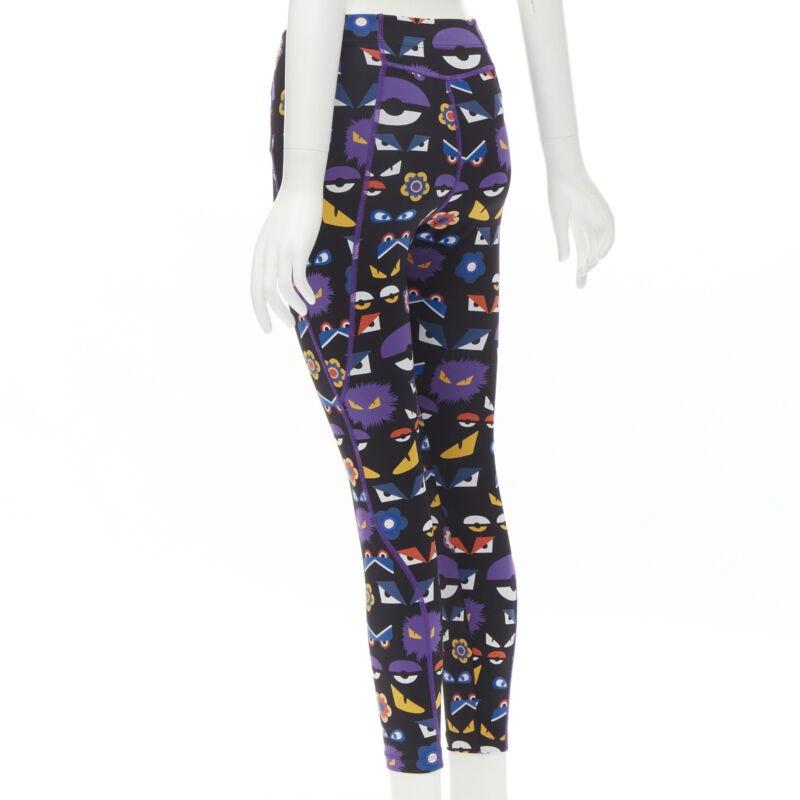 FNEDI Legging de sport noir à imprimé graphique Monster Bug Eye en vente 1