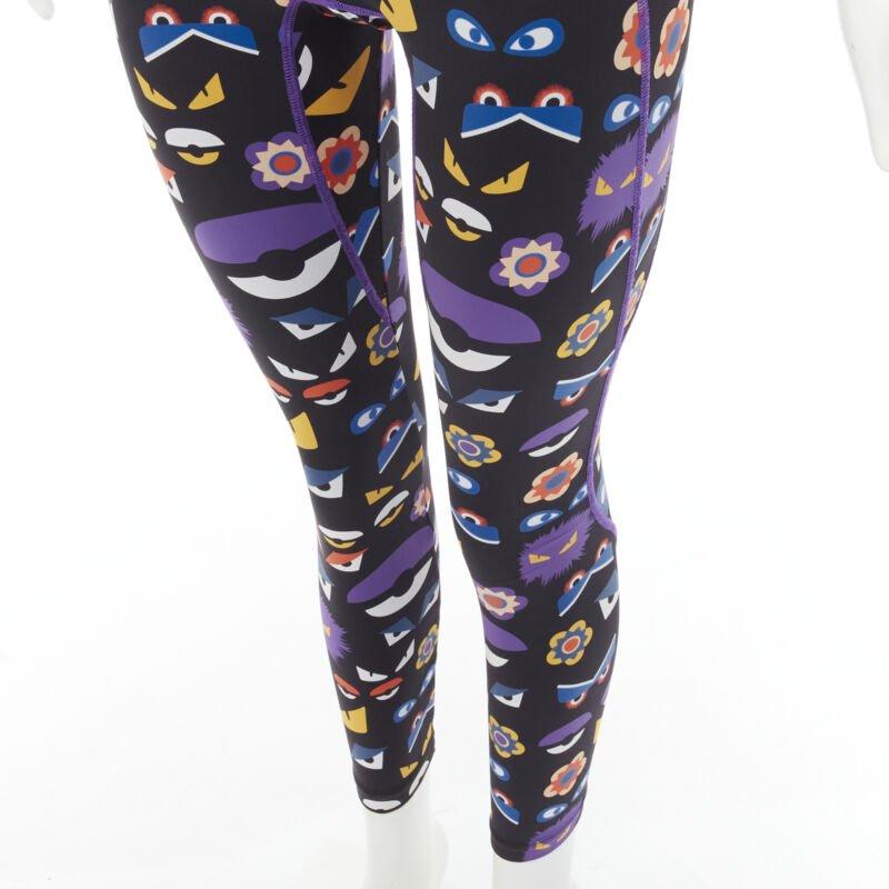 FNEDI Legging de sport noir à imprimé graphique Monster Bug Eye en vente 2
