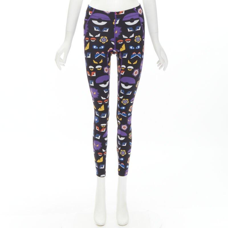 FNEDI Legging de sport noir à imprimé graphique Monster Bug Eye en vente 4
