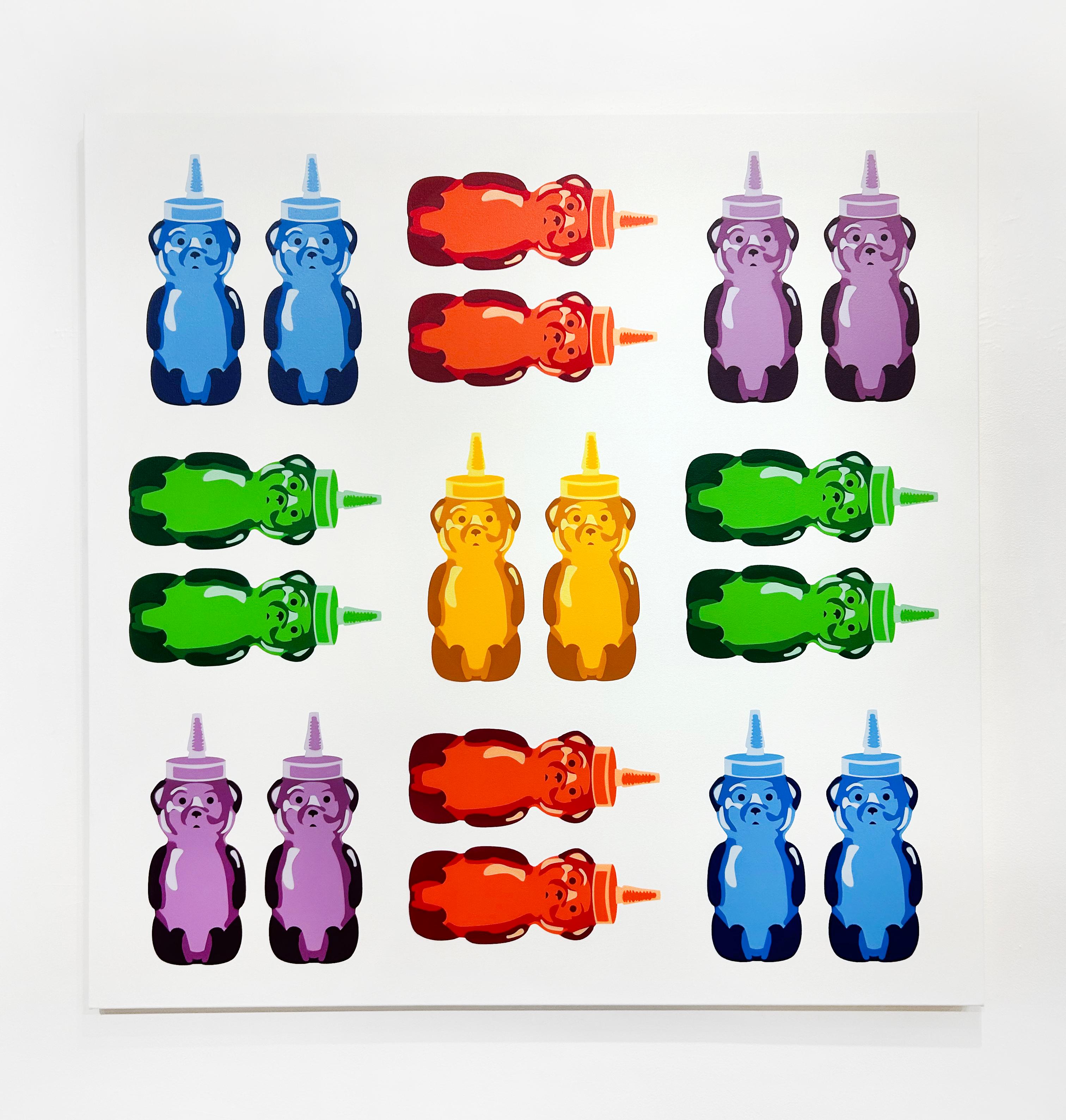3x3 Cross Hatch Bears - Contemporary Painting by fnnch