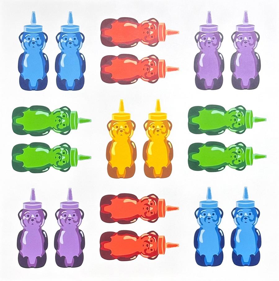 3x3 Cross Hatch Bears - Painting by fnnch