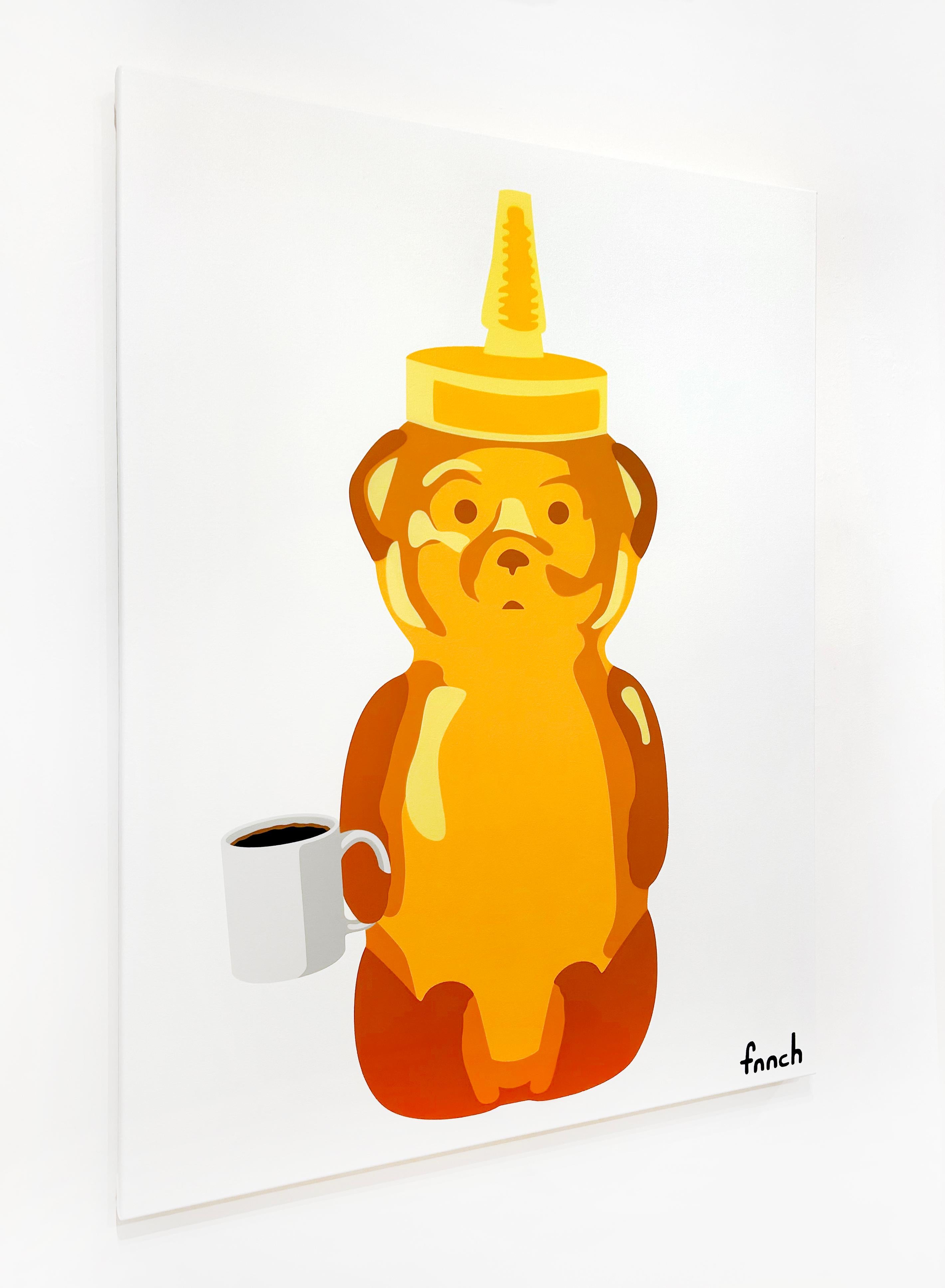 Artist:  fnnch, 
Title:  Coffee Bear
Date:  2024
Medium:  Aerosol on canvas
Unframed Dimensions:  48