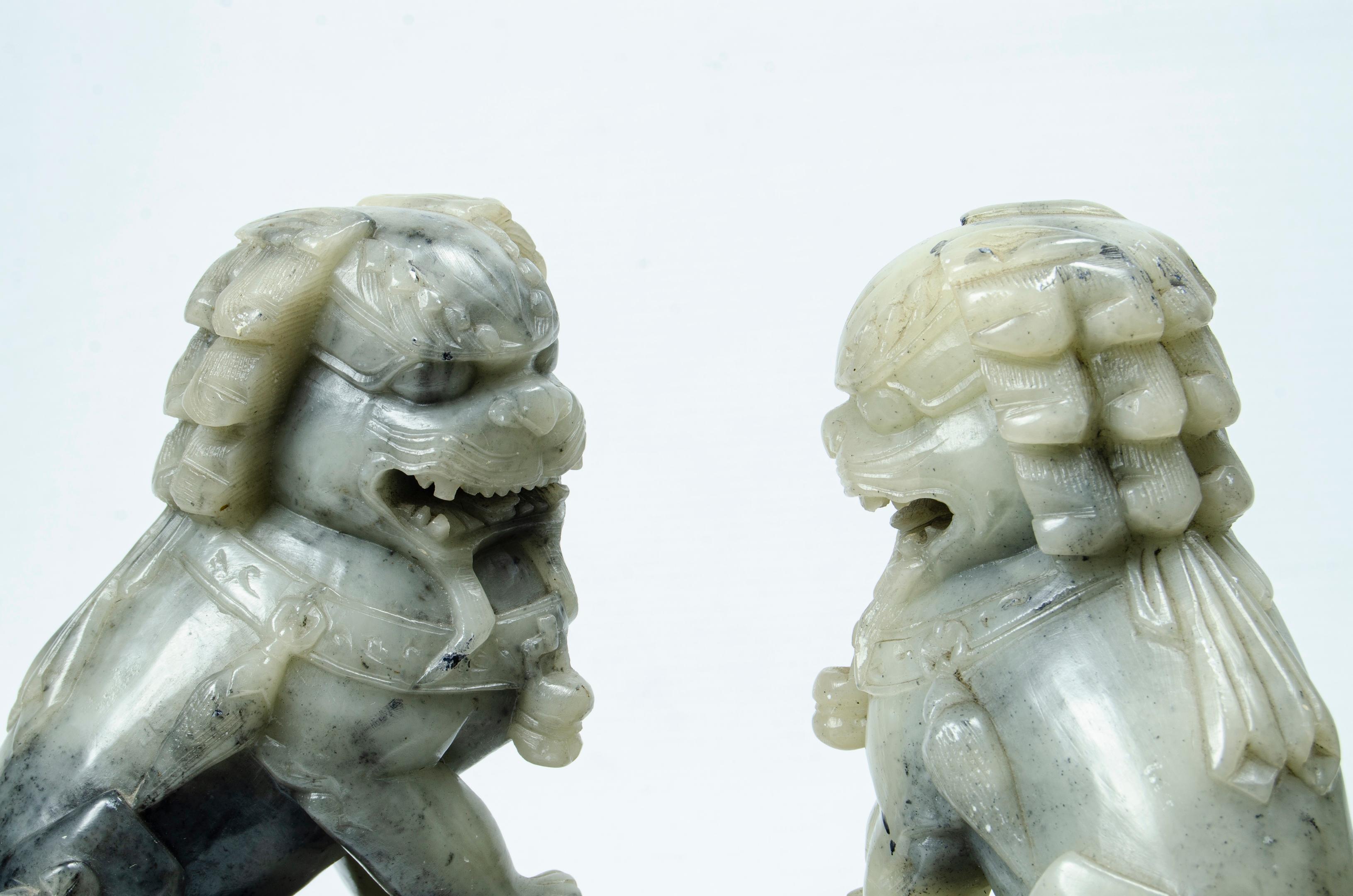 Chinese Fo Couple Dog Sculptures