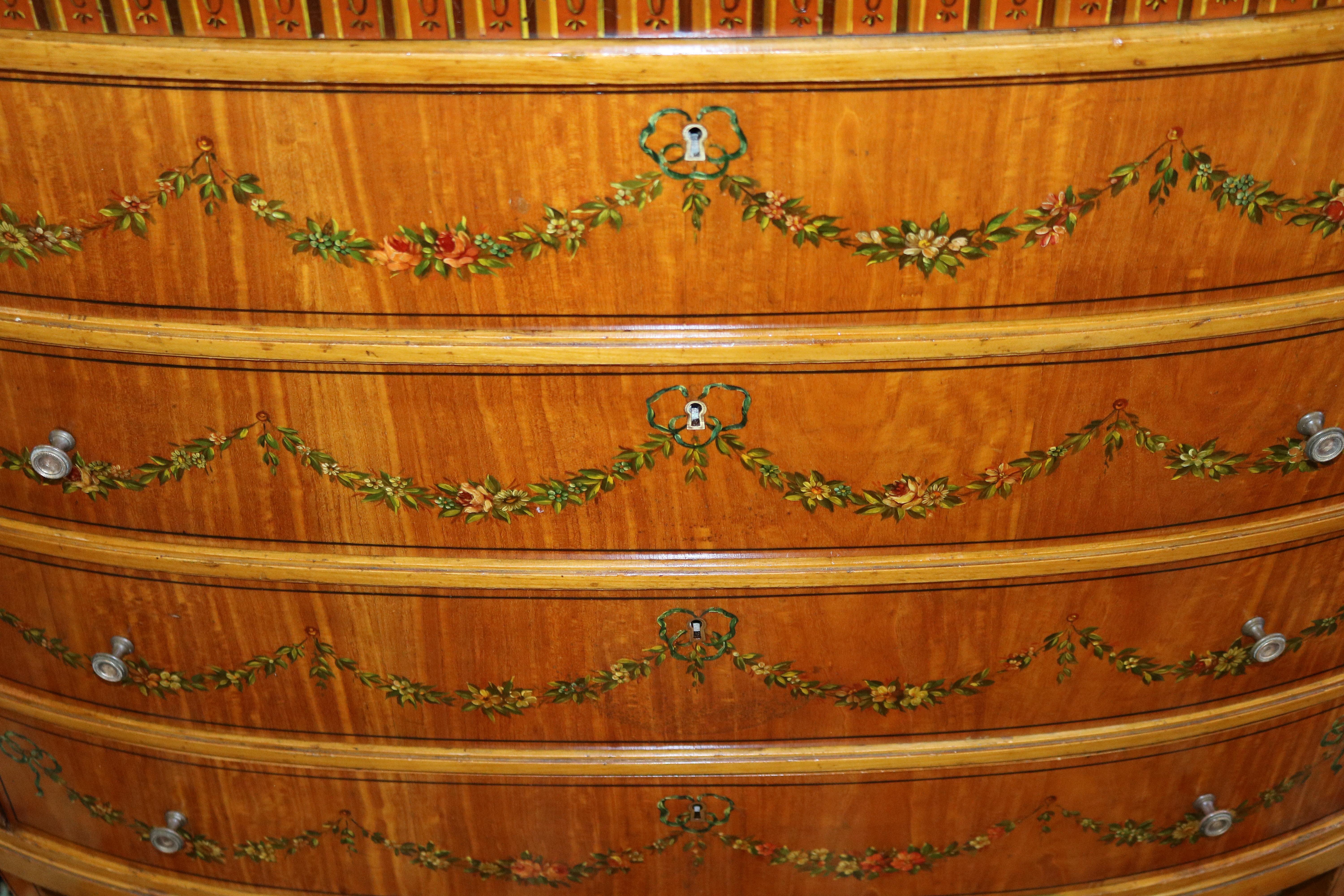 F.O Schmidt Vienna Adams Style Satinwood Paint Decorated Dresser Commode 1910 For Sale 4
