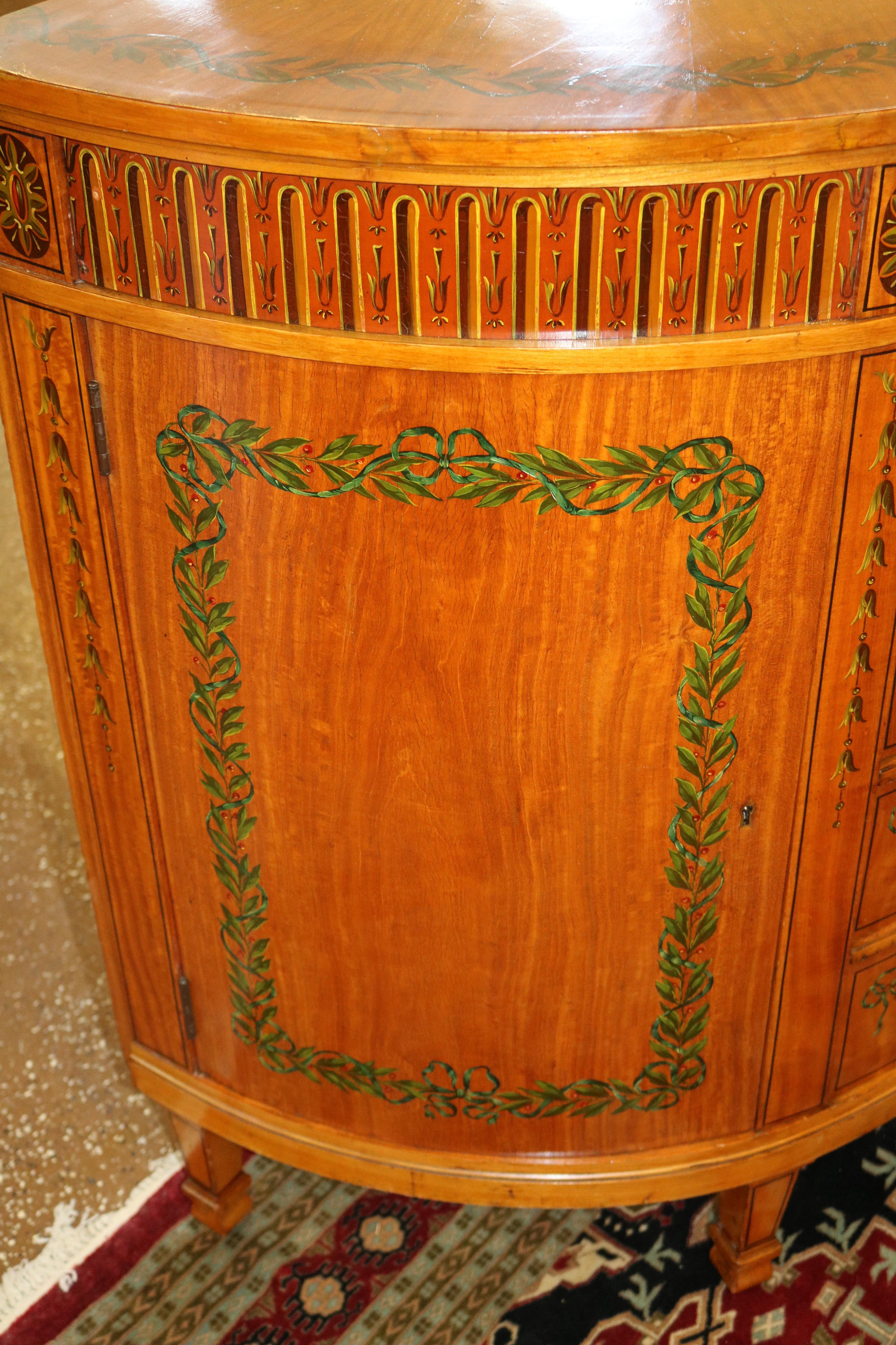 F.O Schmidt Vienna Adams Style Satinwood Paint Decorated Dresser Commode 1910 For Sale 6