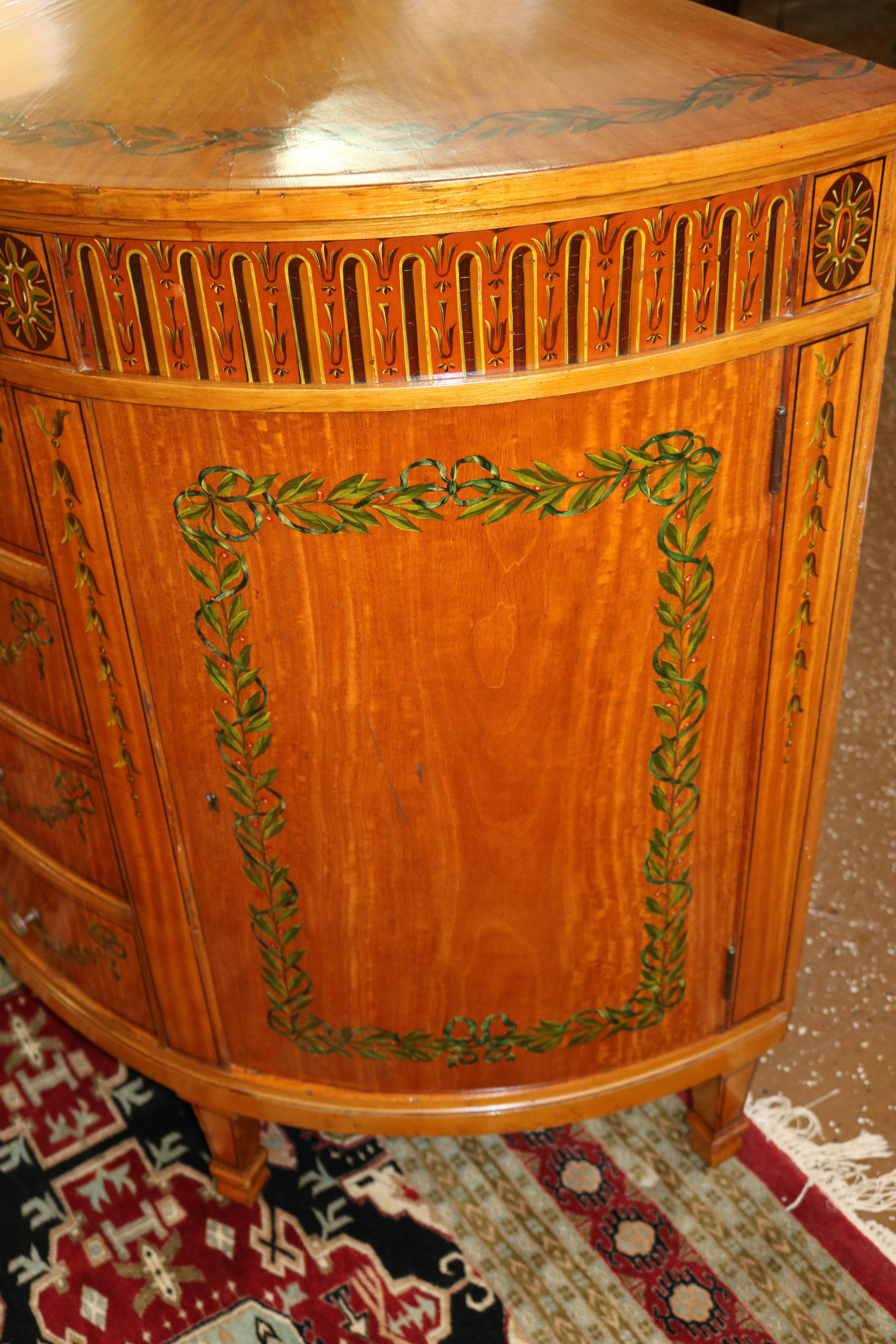 F.O Schmidt Vienna Adams Style Satinwood Paint Decorated Dresser Commode 1910 For Sale 7