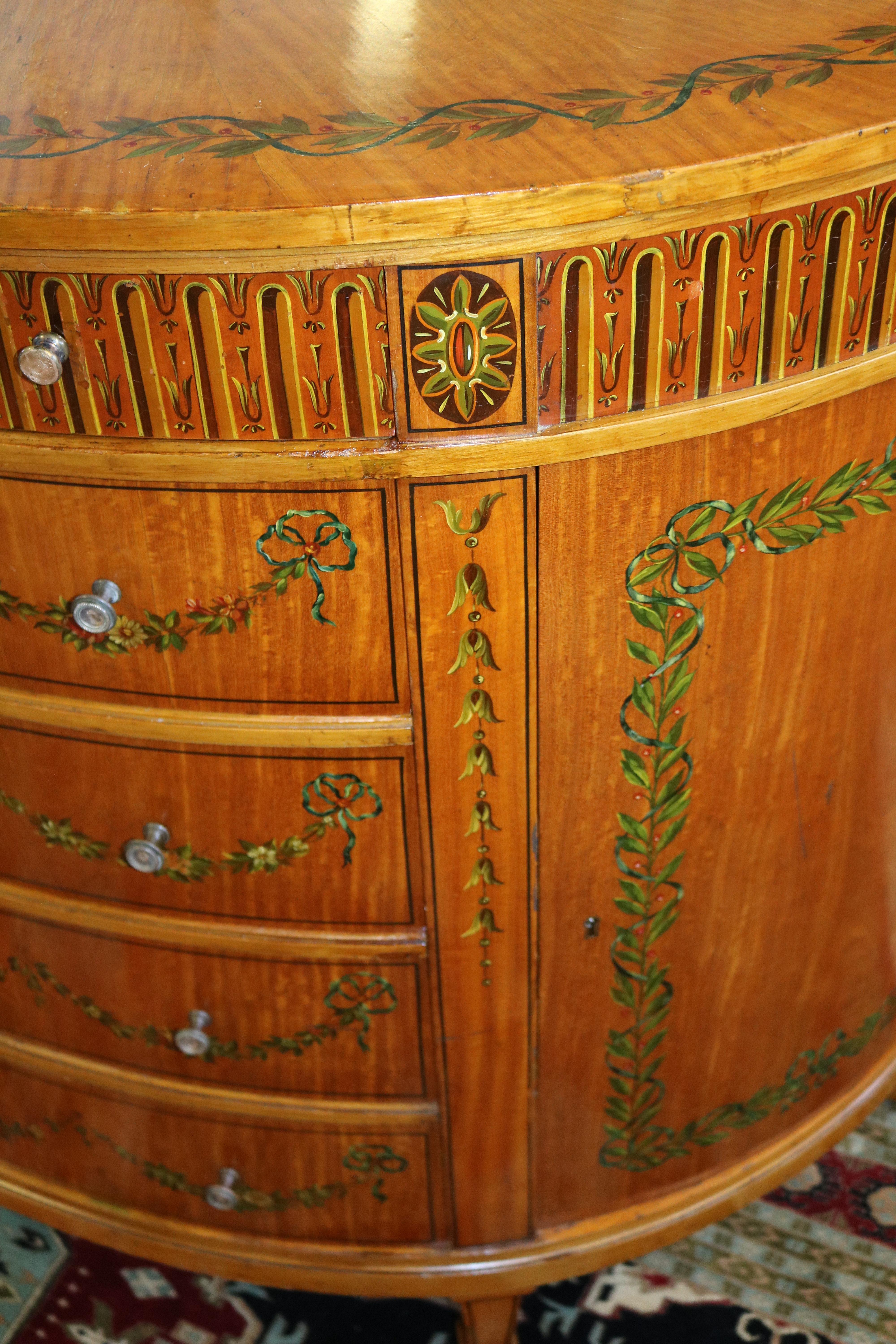 F.O Schmidt Vienna Adams Style Satinwood Paint Decorated Dresser Commode 1910 8