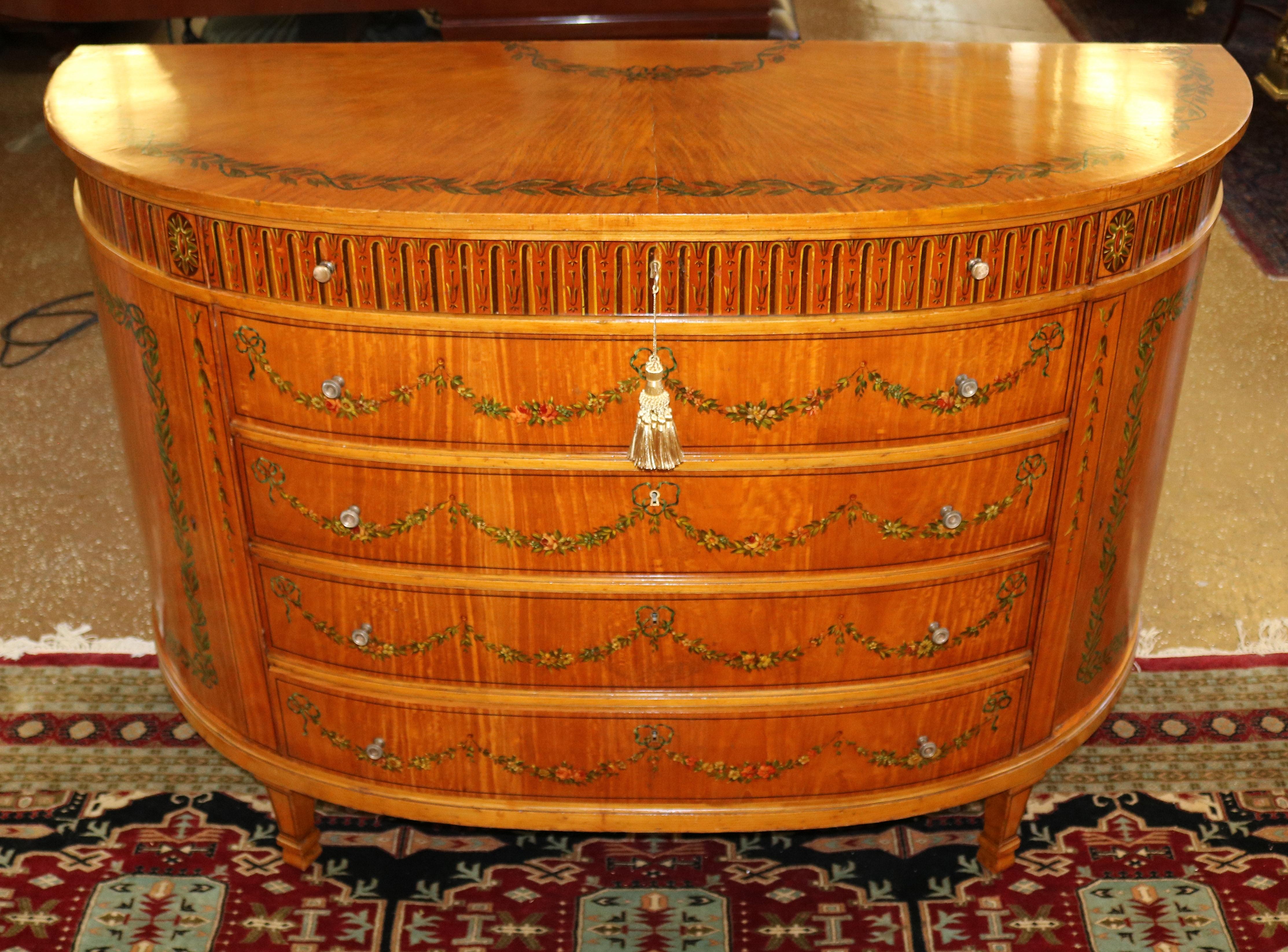 F.O Schmidt Vienna Adams Style Satinwood Paint Decorated Dresser Commode 1910

Dimensions : 57