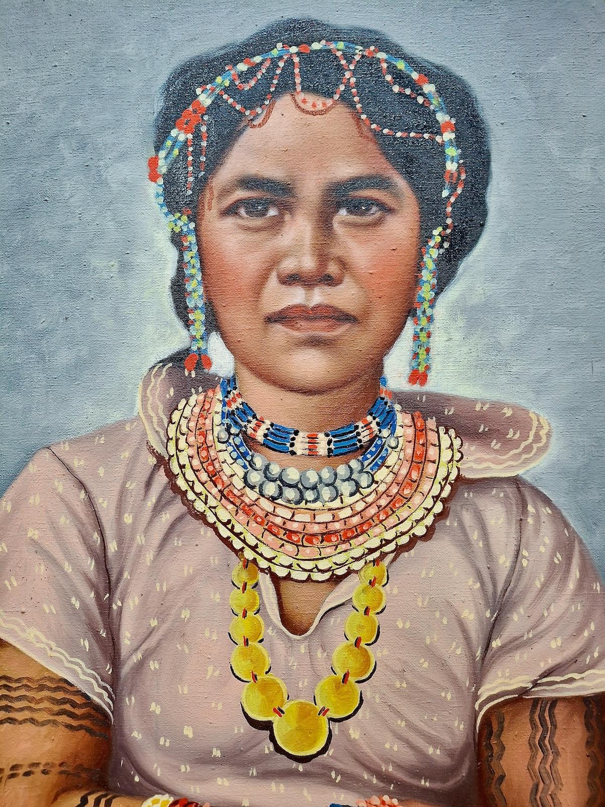 Ein Paar indigener Fillipino-Porträts (Moderne), Painting, von F.O. Tanglao