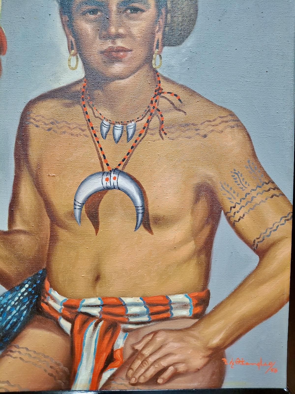 Ein Paar indigener Fillipino-Porträts im Angebot 3