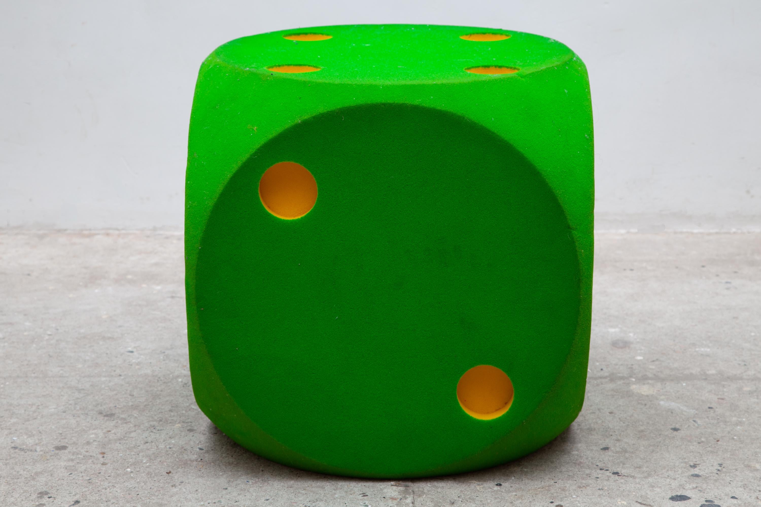 Playful vintage dice made out of a firm foam. Can be used as a stool or a chair.