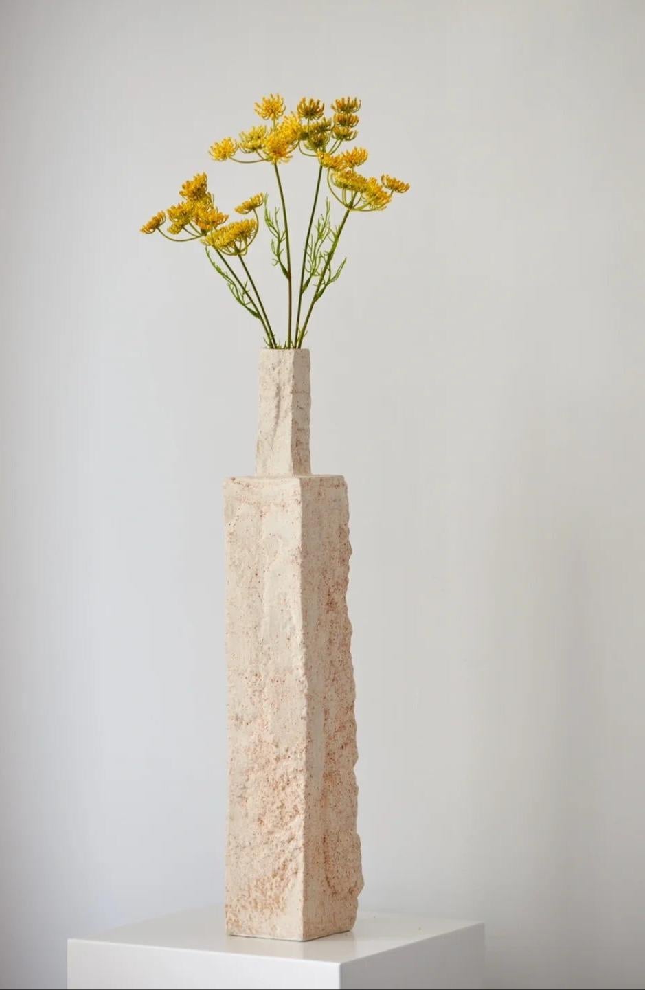 Foam-stone Inspired Handmade Ceramic Vases (Set of 3 )-  Rustic Textured Surface For Sale 2